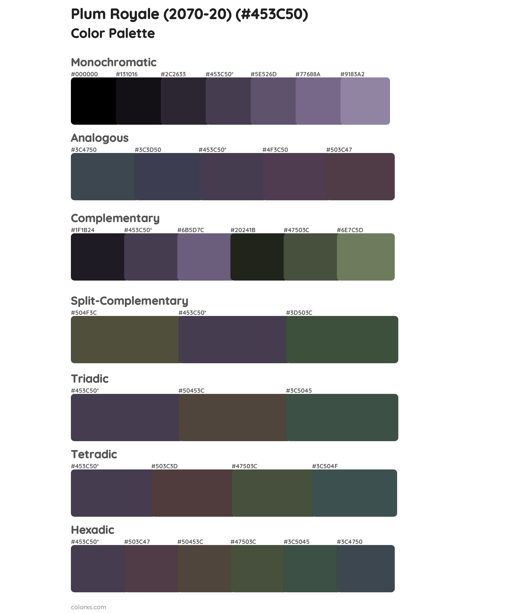 Plum Royale (2070-20) Color Scheme Palettes