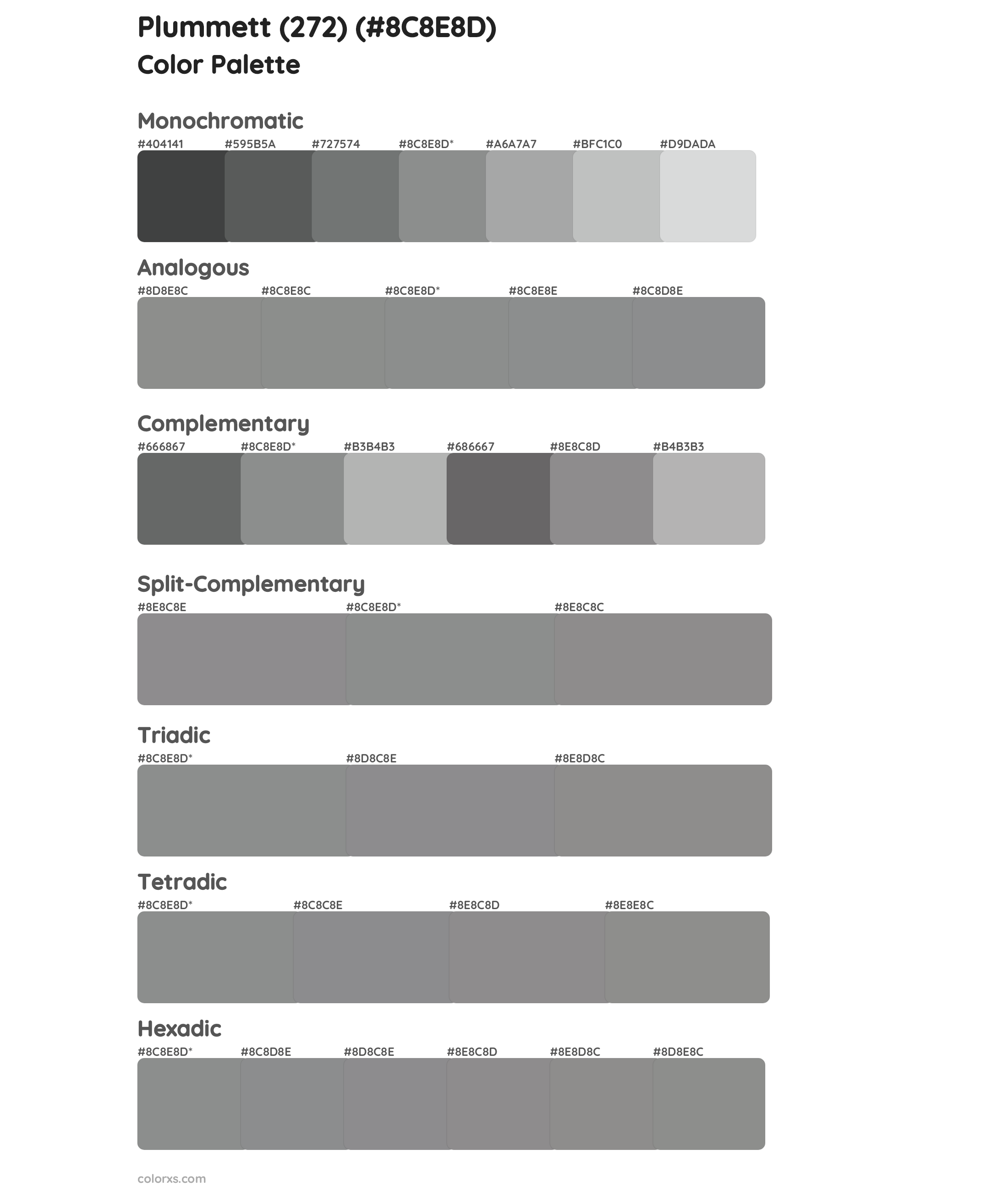 Plummett (272) Color Scheme Palettes