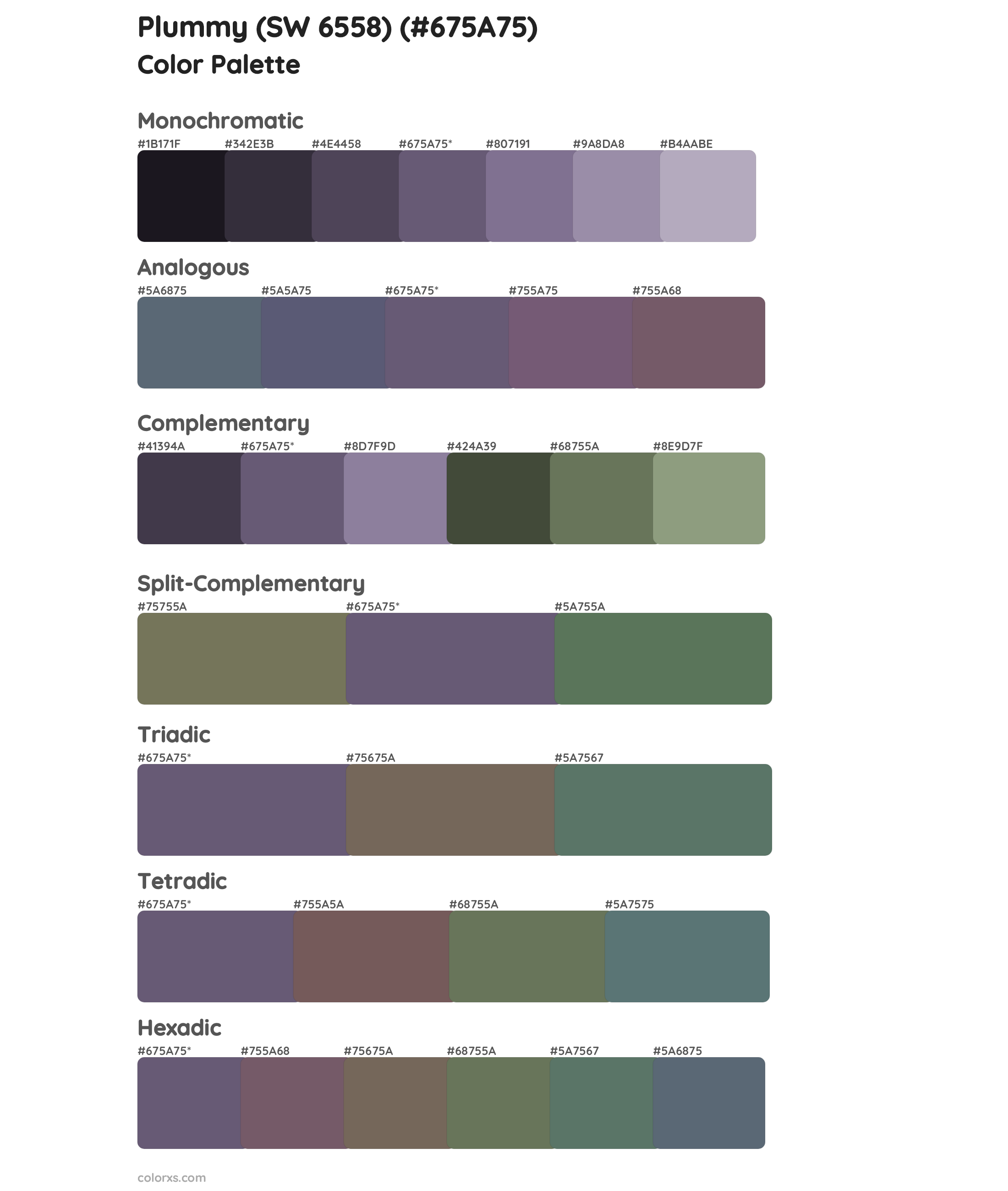 Plummy (SW 6558) Color Scheme Palettes