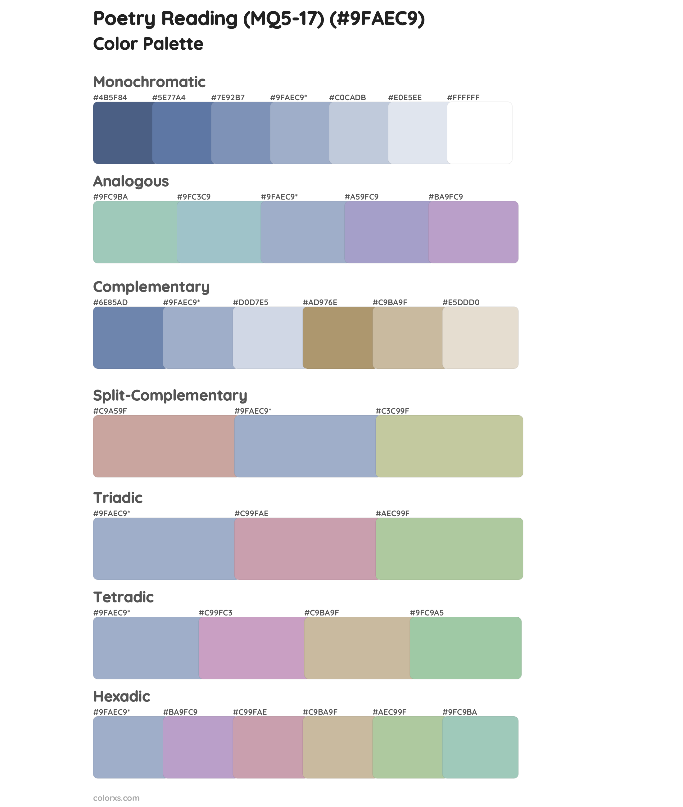 Poetry Reading (MQ5-17) Color Scheme Palettes