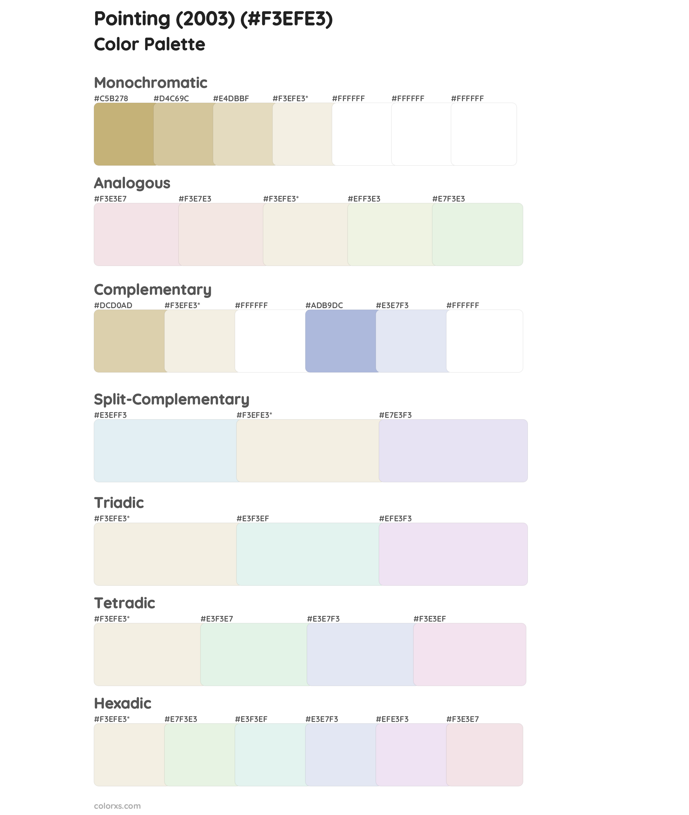 Pointing (2003) Color Scheme Palettes