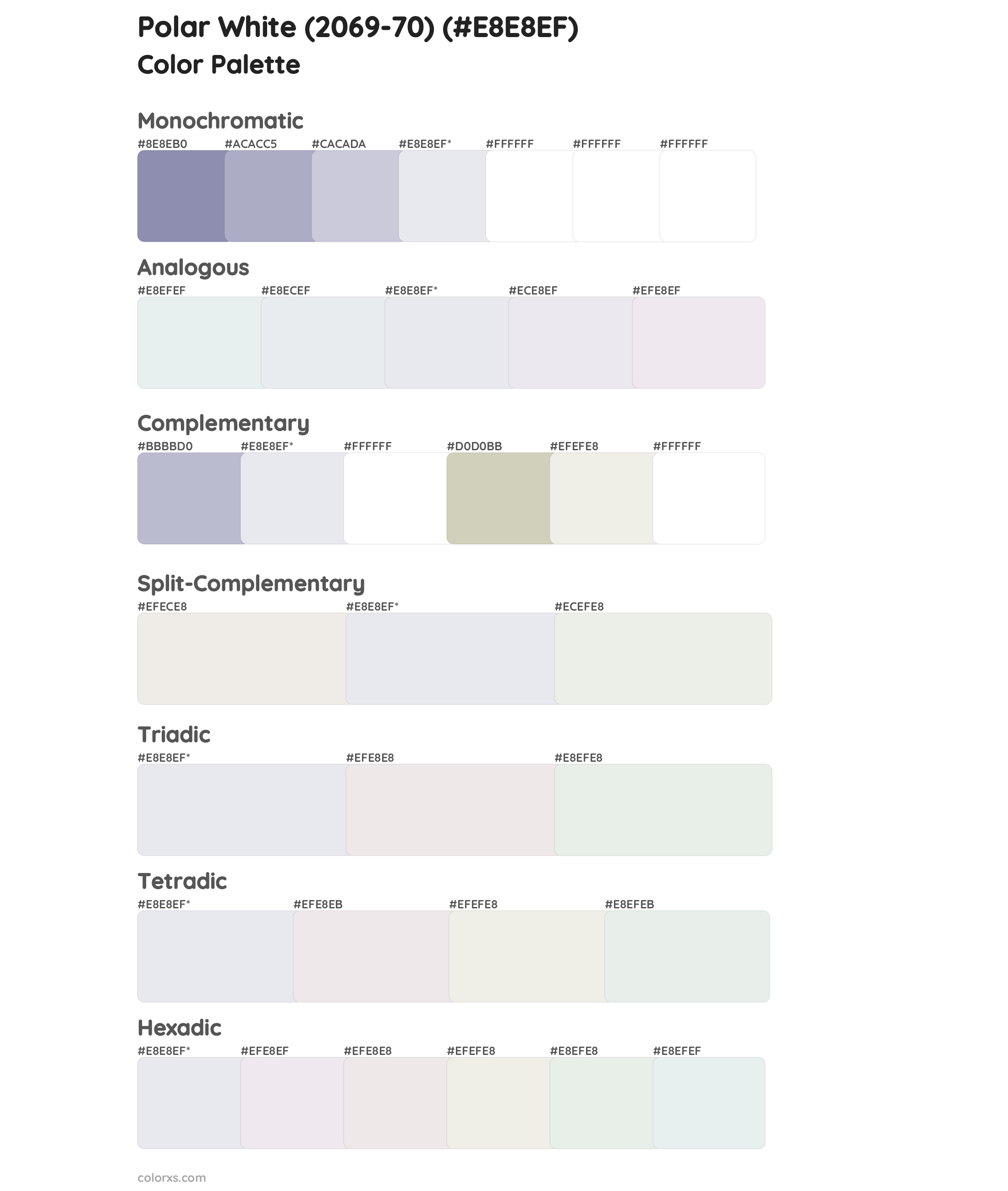 Polar White (2069-70) Color Scheme Palettes