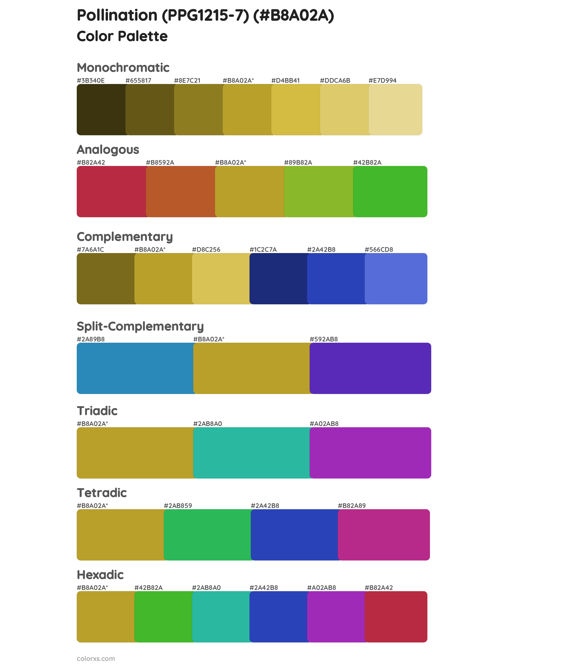 Pollination (PPG1215-7) Color Scheme Palettes