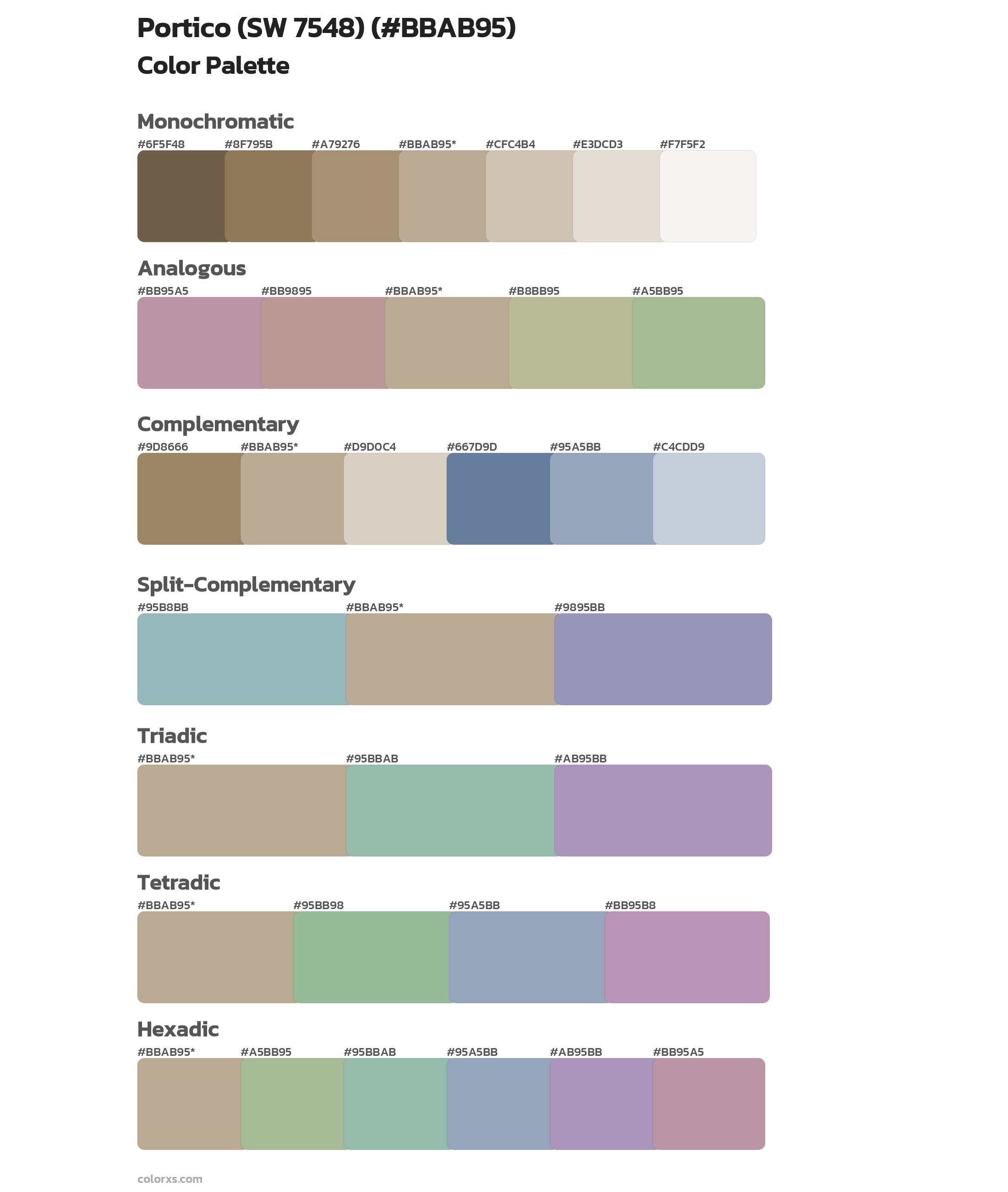 Portico (SW 7548) Color Scheme Palettes