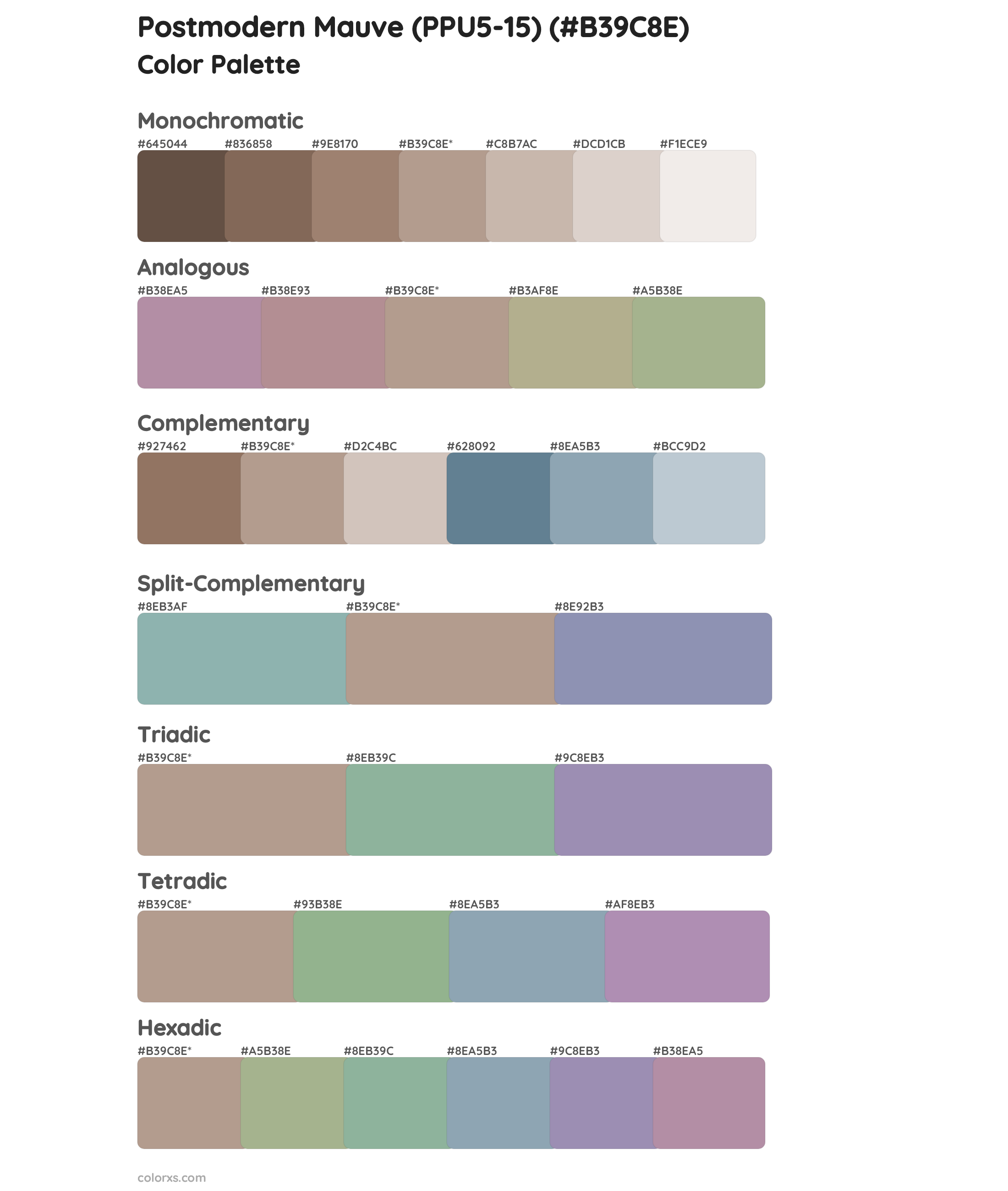 Postmodern Mauve (PPU5-15) Color Scheme Palettes