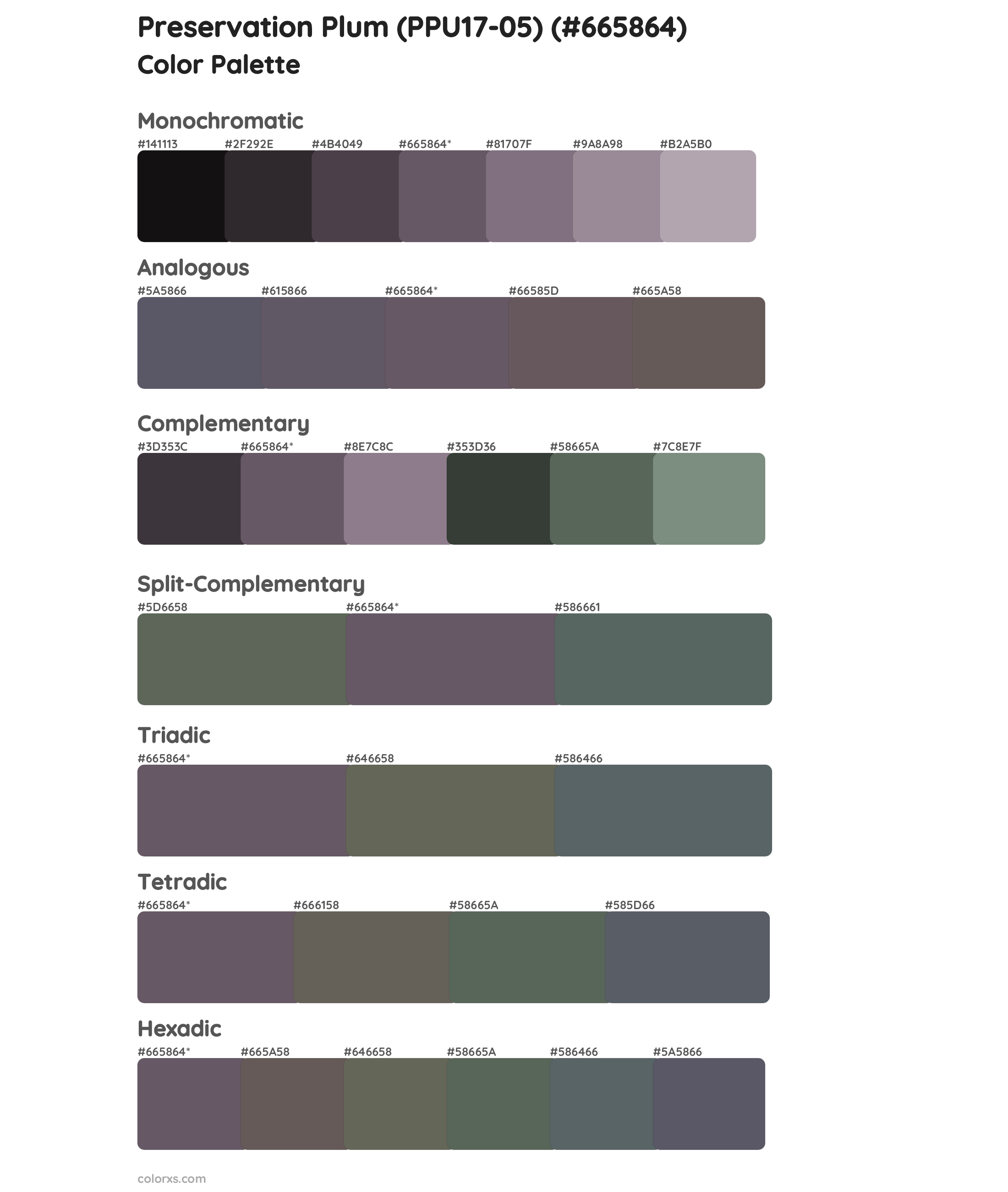 Preservation Plum (PPU17-05) Color Scheme Palettes