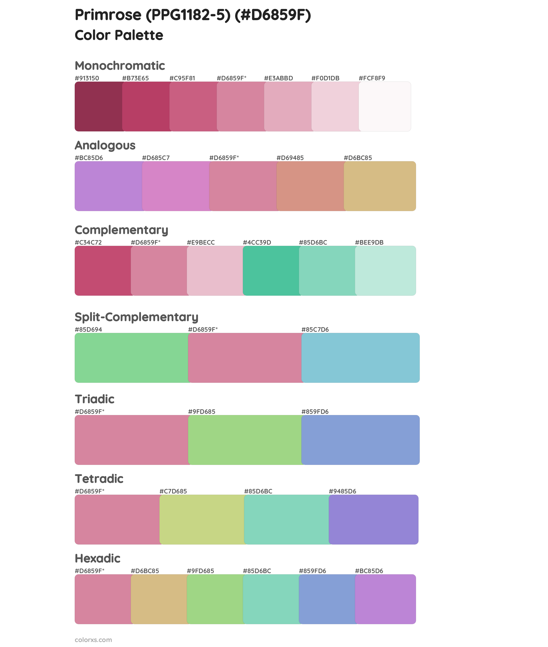 Primrose (PPG1182-5) Color Scheme Palettes