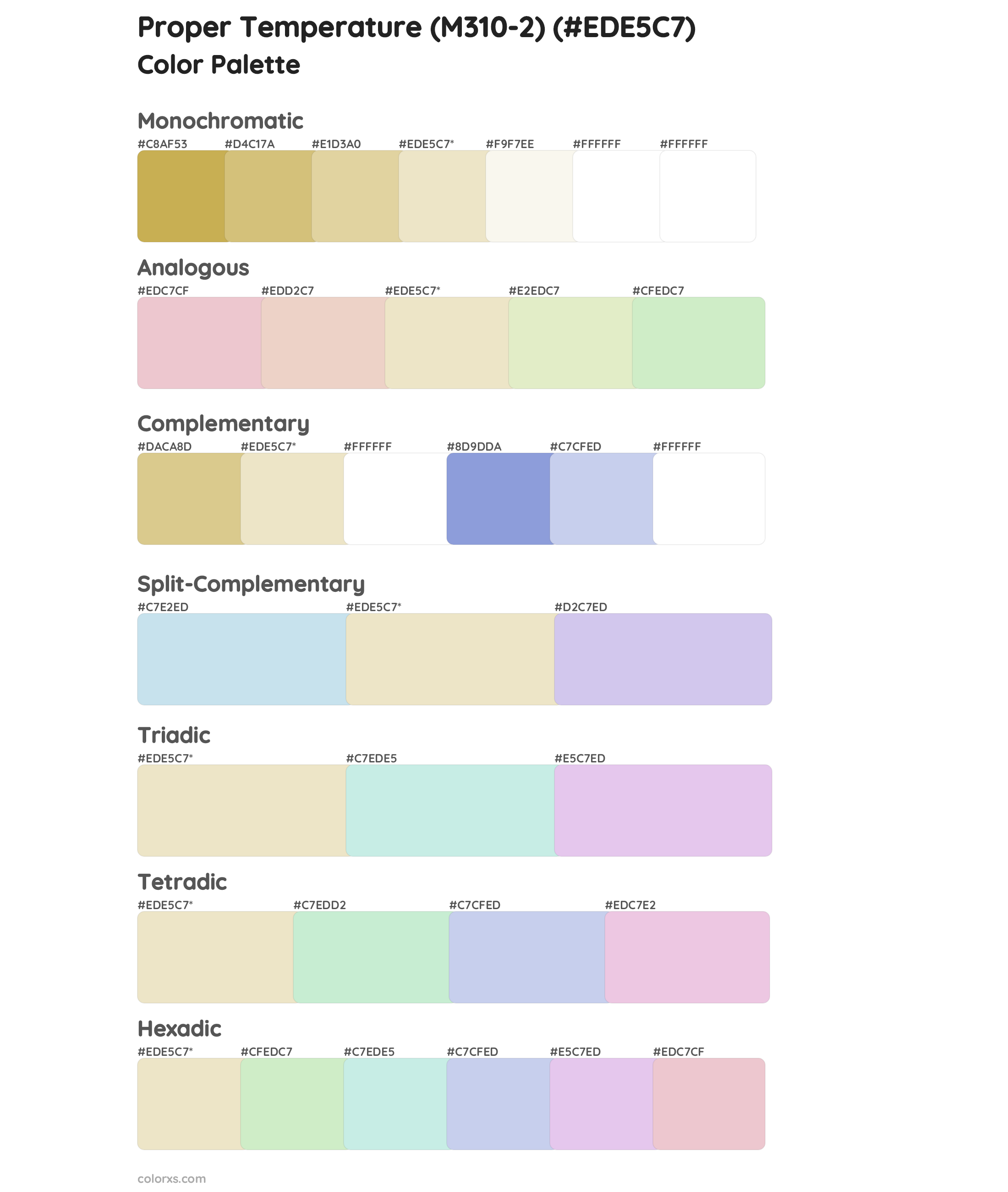 Proper Temperature (M310-2) Color Scheme Palettes