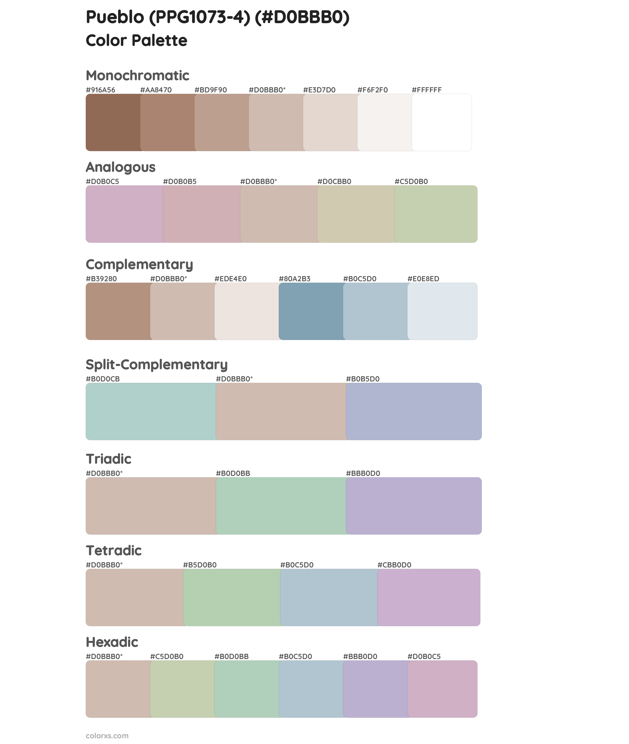 Pueblo (PPG1073-4) Color Scheme Palettes