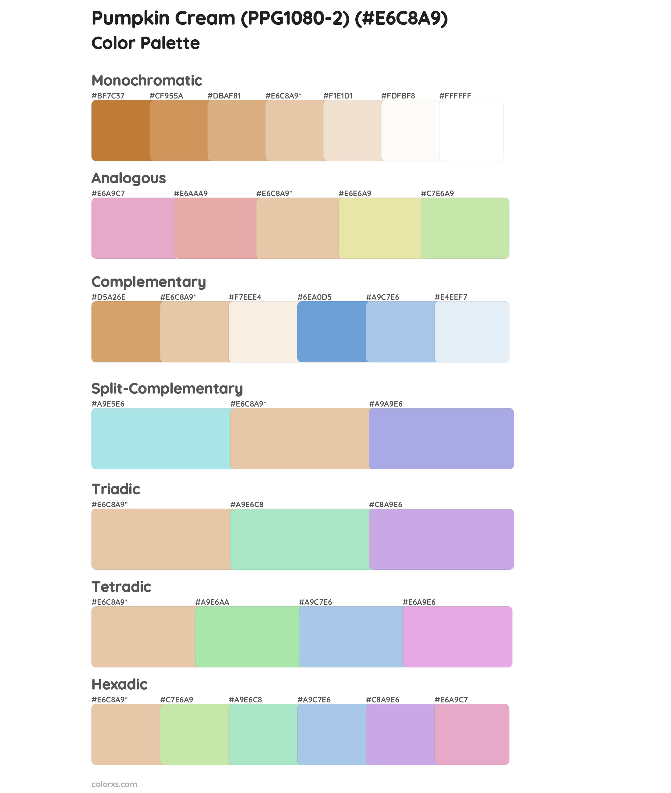 Pumpkin Cream (PPG1080-2) Color Scheme Palettes