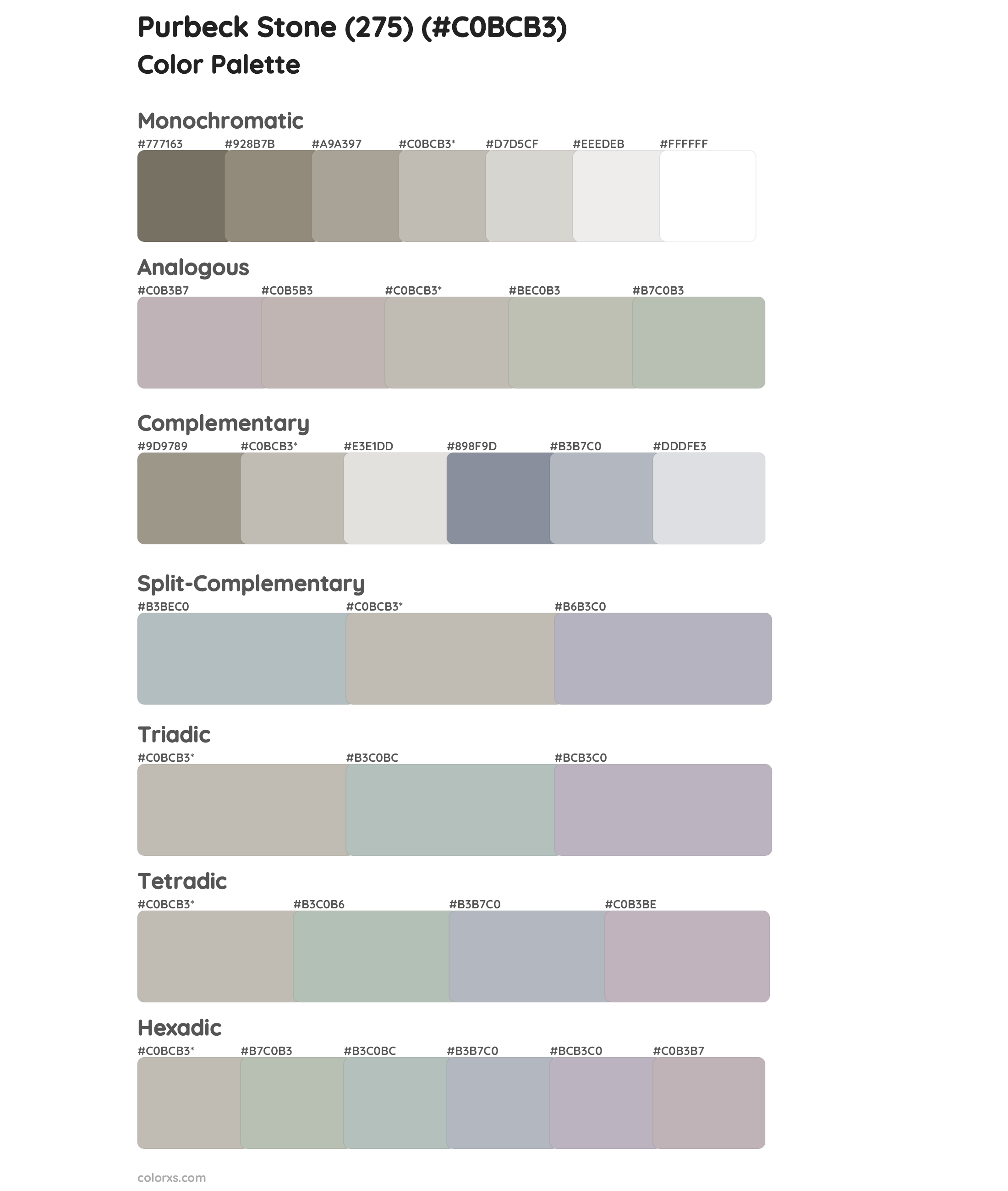 Purbeck Stone (275) Color Scheme Palettes