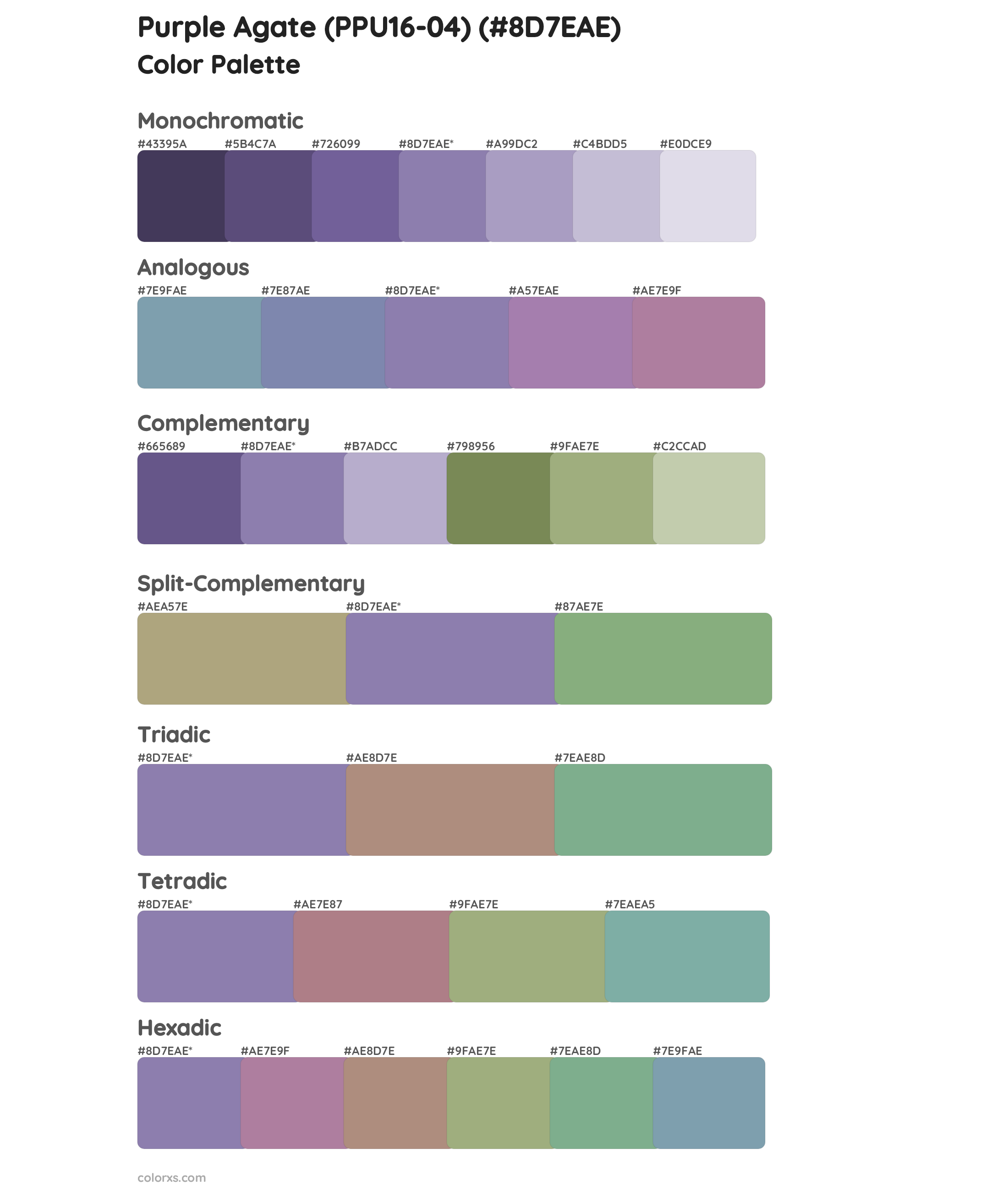 Purple Agate (PPU16-04) Color Scheme Palettes