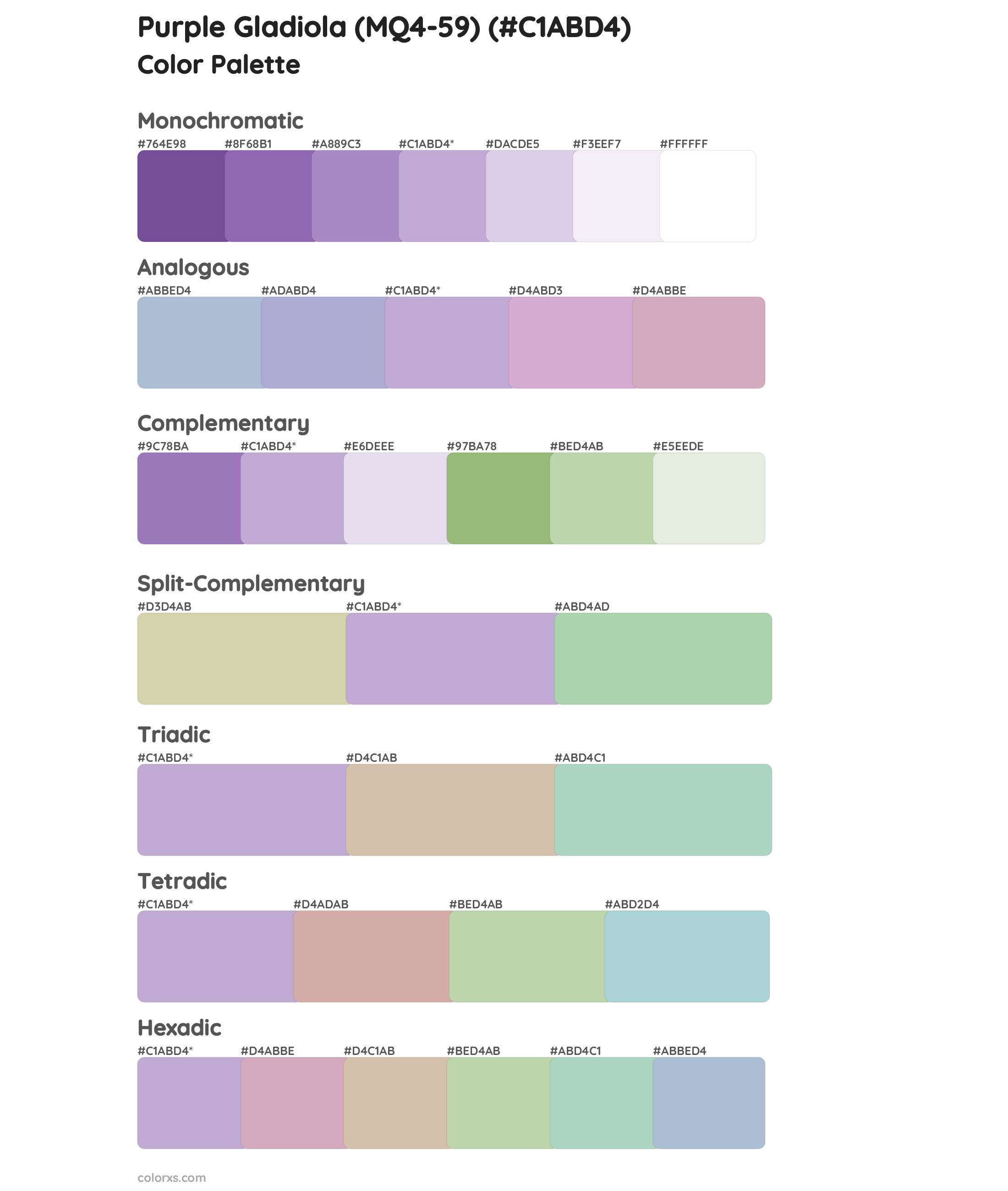 Purple Gladiola (MQ4-59) Color Scheme Palettes