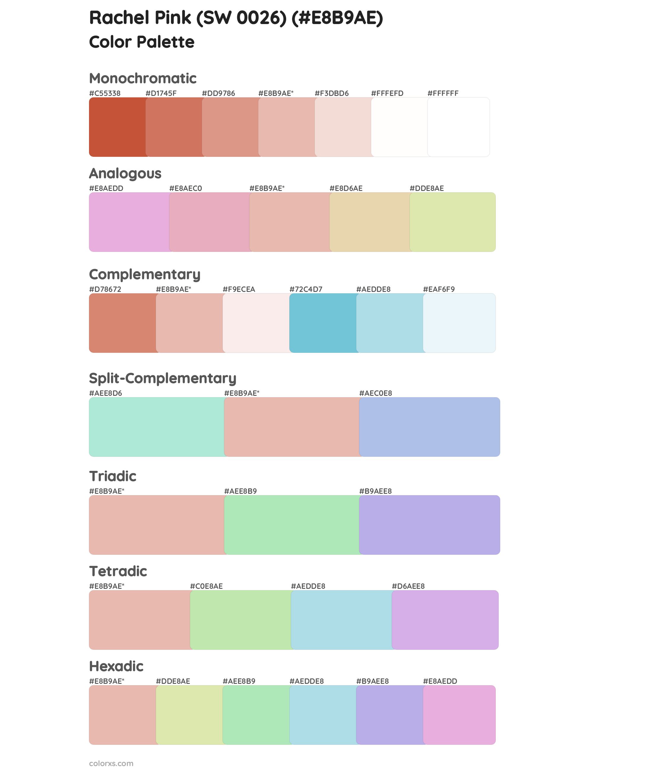 Rachel Pink (SW 0026) Color Scheme Palettes