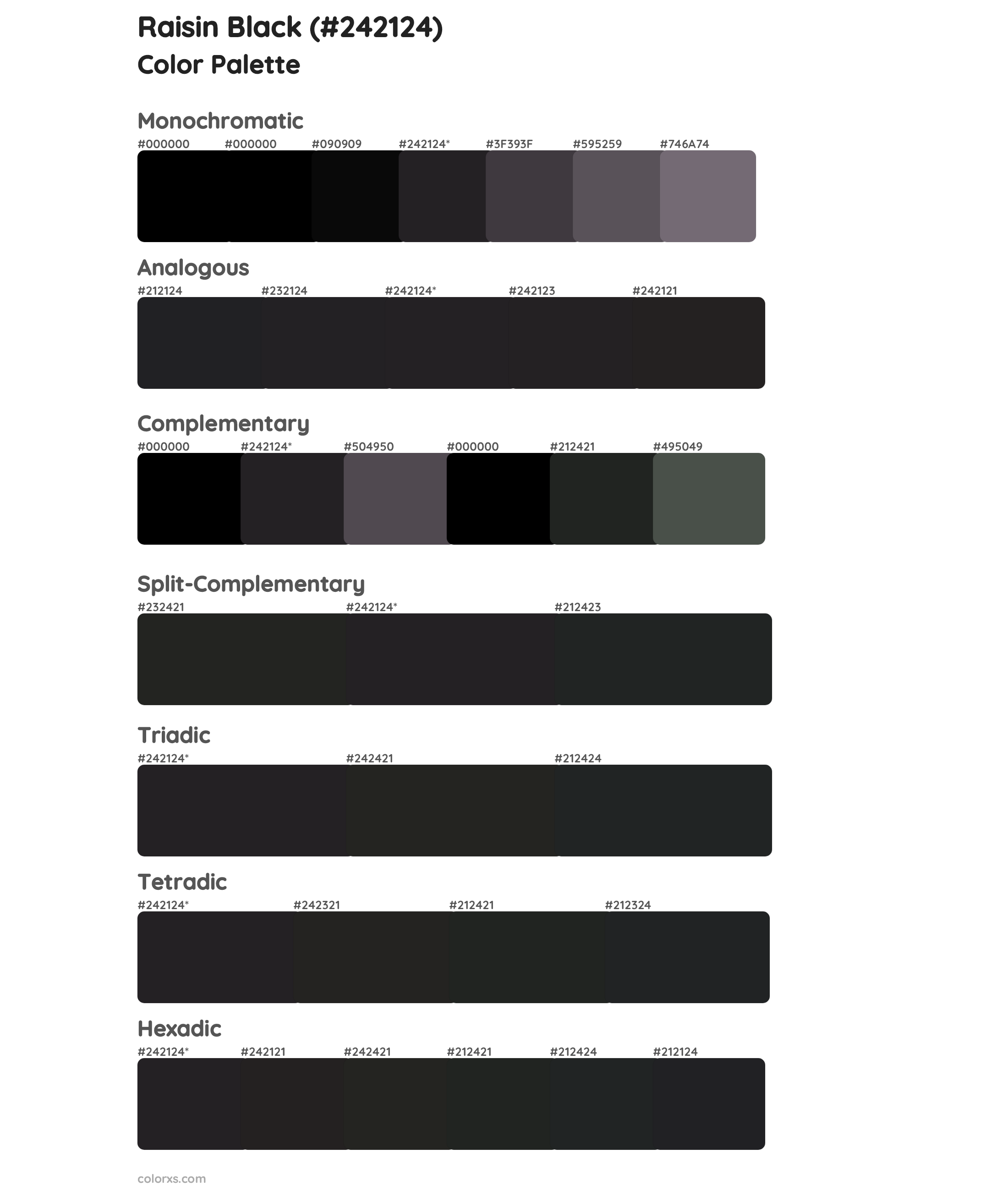 Raisin Black color palettes and color scheme combinations - colorxs.com