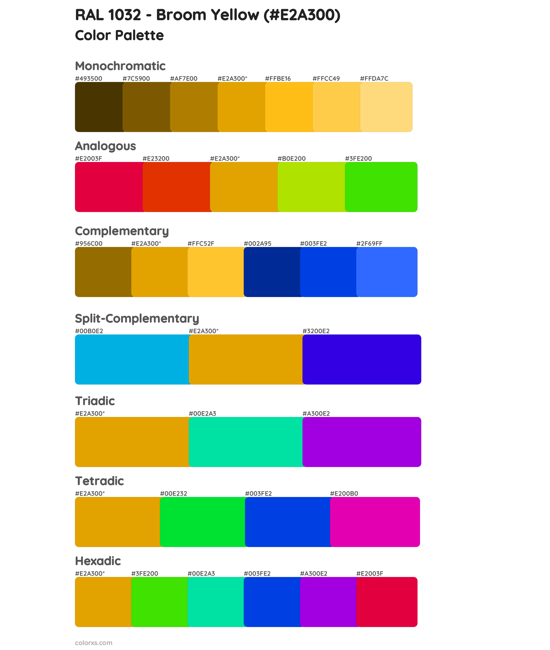 RAL 1032 - Broom Yellow Color Scheme Palettes