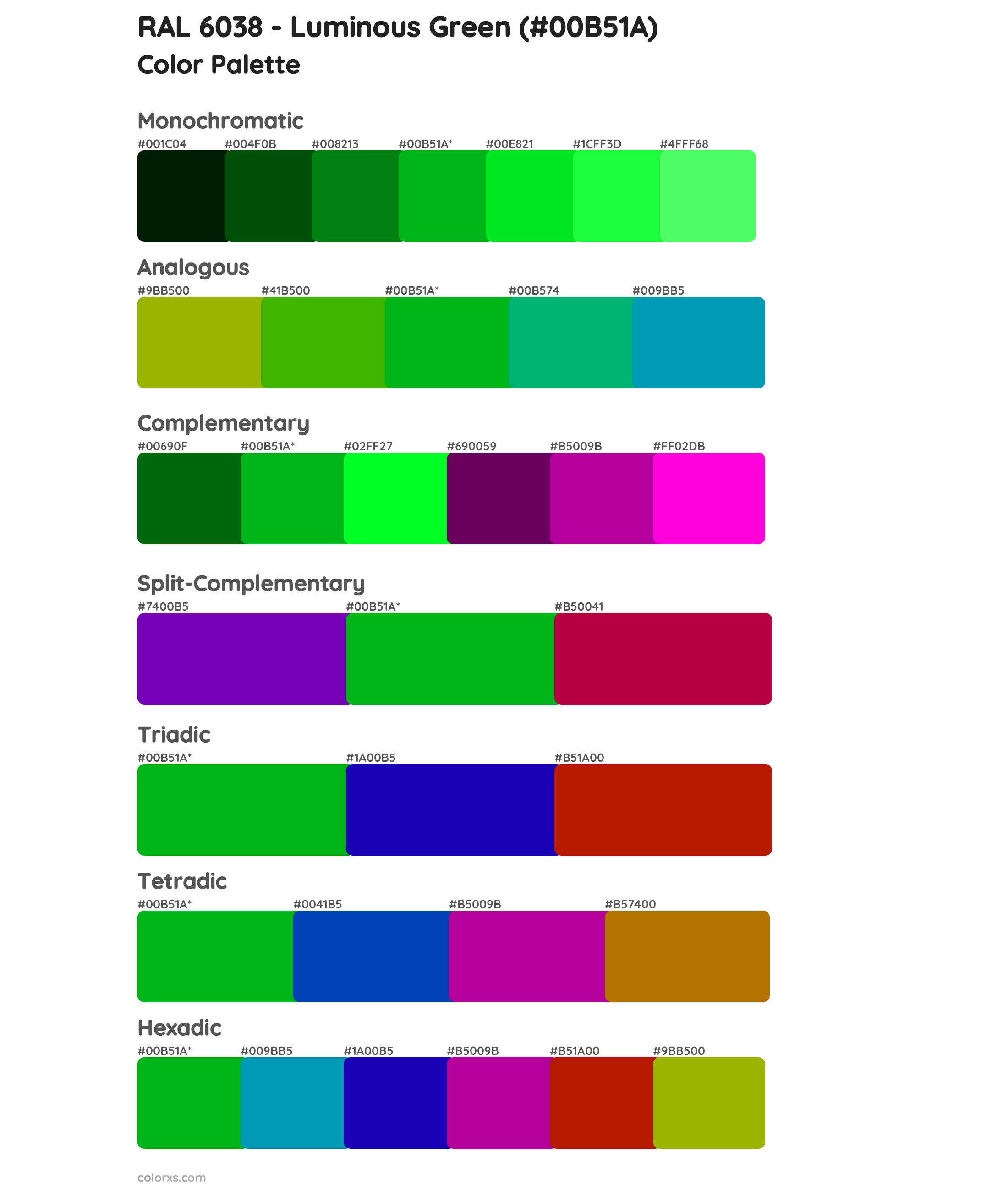 RAL 6038 - Luminous Green Color Scheme Palettes