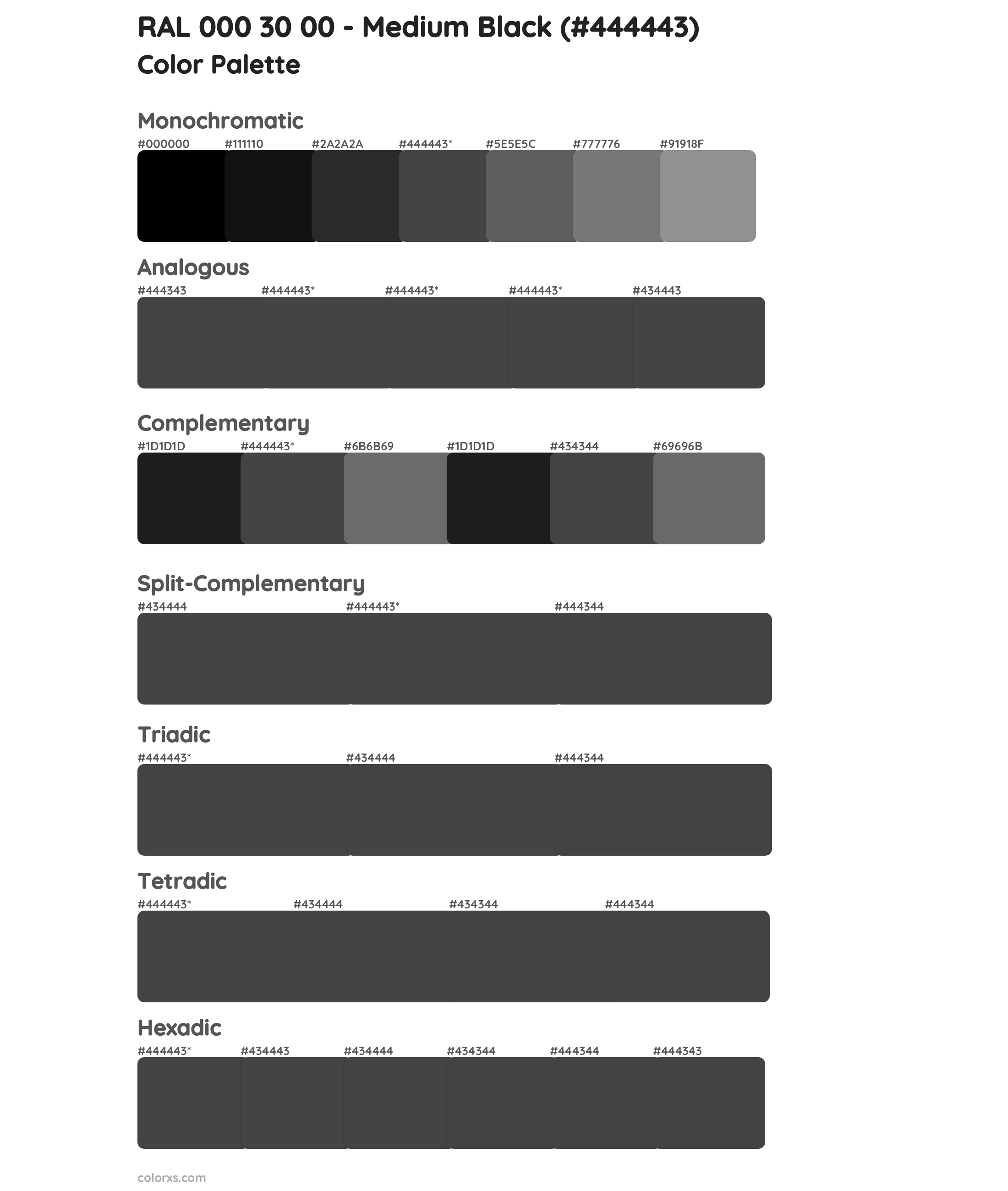 RAL 000 30 00 - Medium Black Color Scheme Palettes