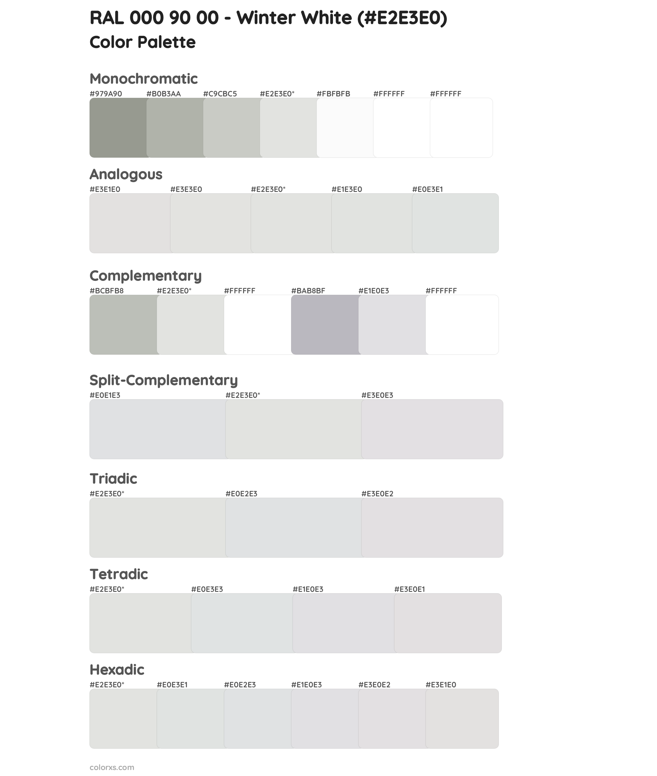 RAL 000 90 00 - Winter White Color Scheme Palettes