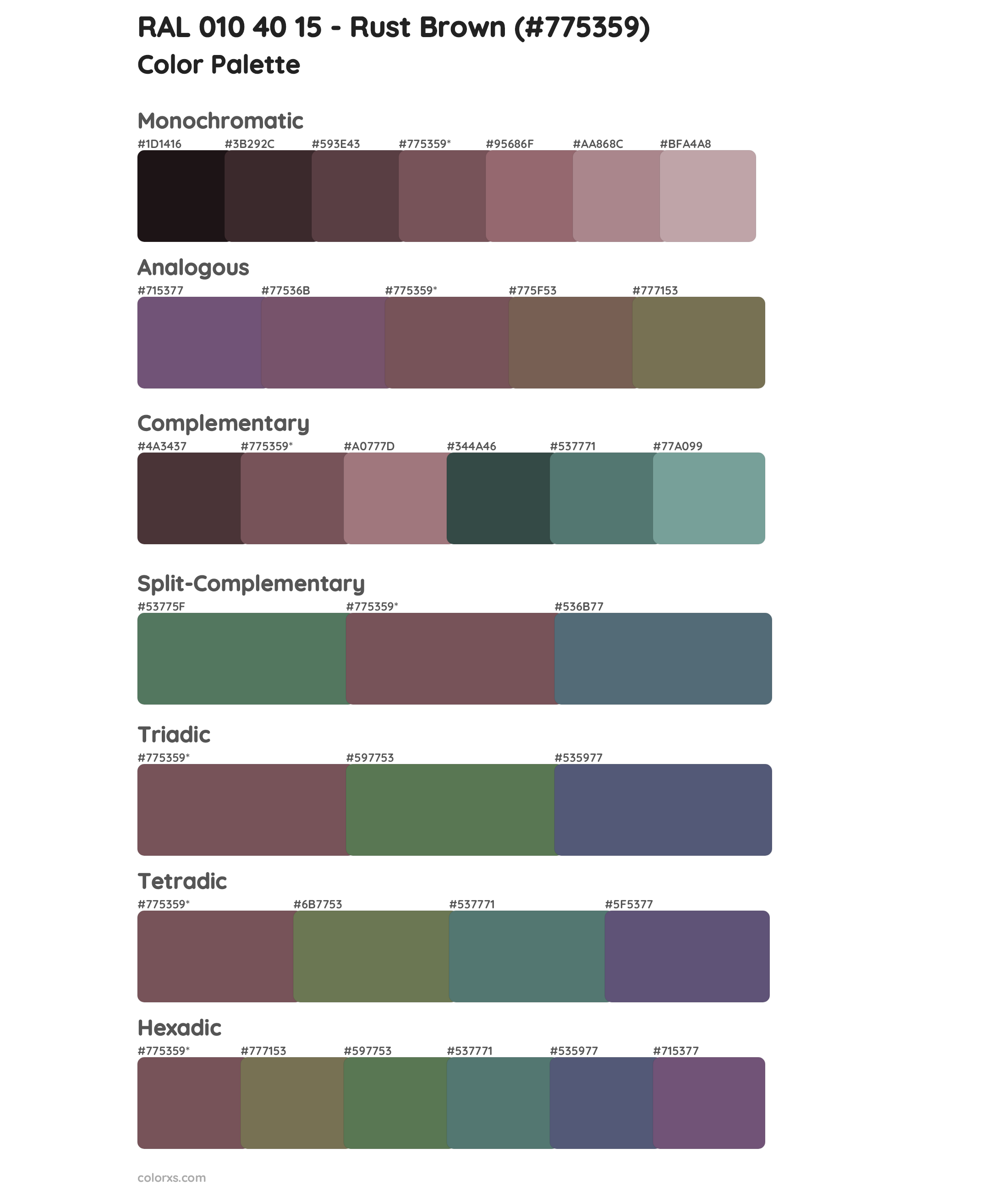 RAL 010 40 15 - Rust Brown Color Scheme Palettes