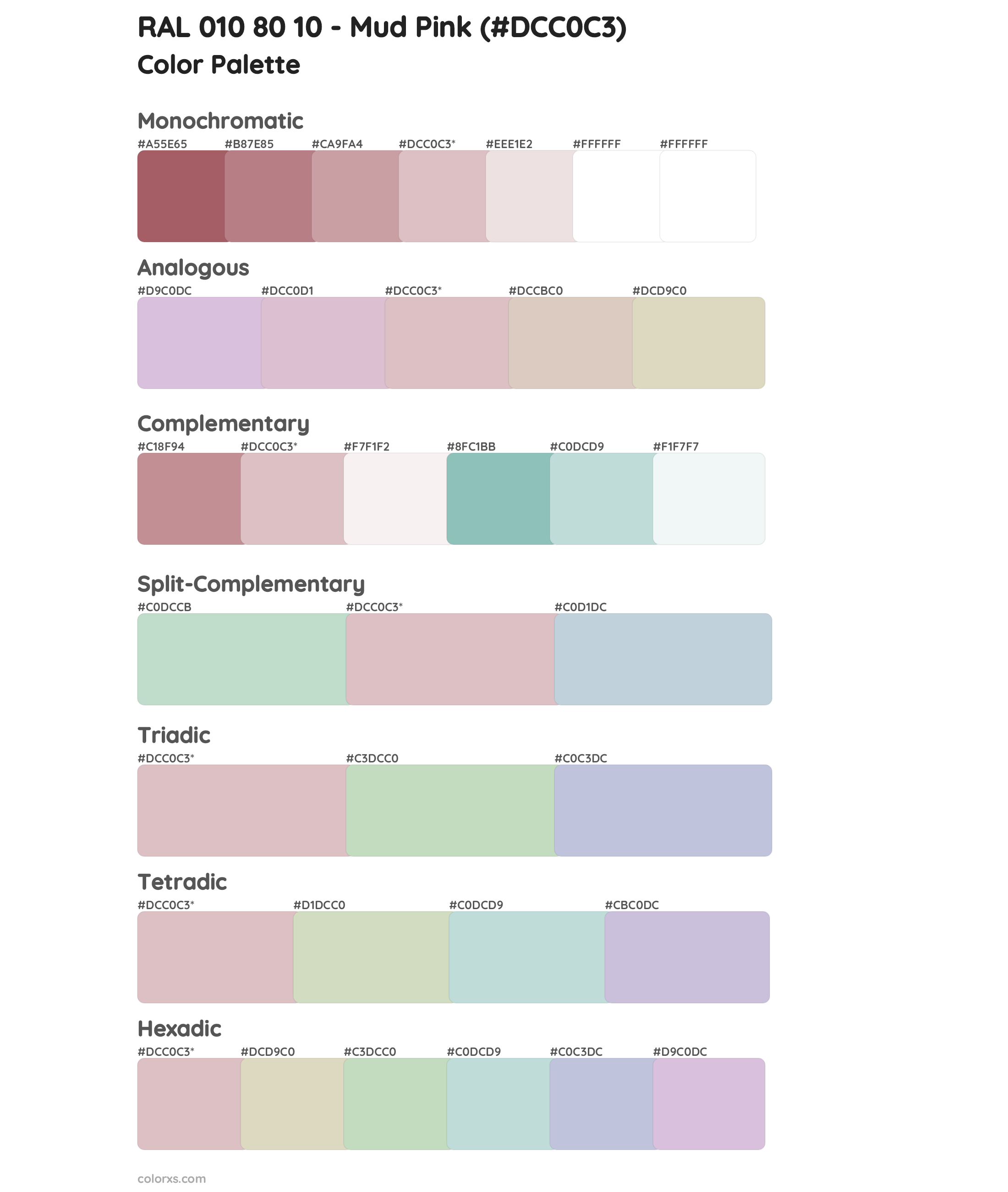 RAL 010 80 10 - Mud Pink Color Scheme Palettes