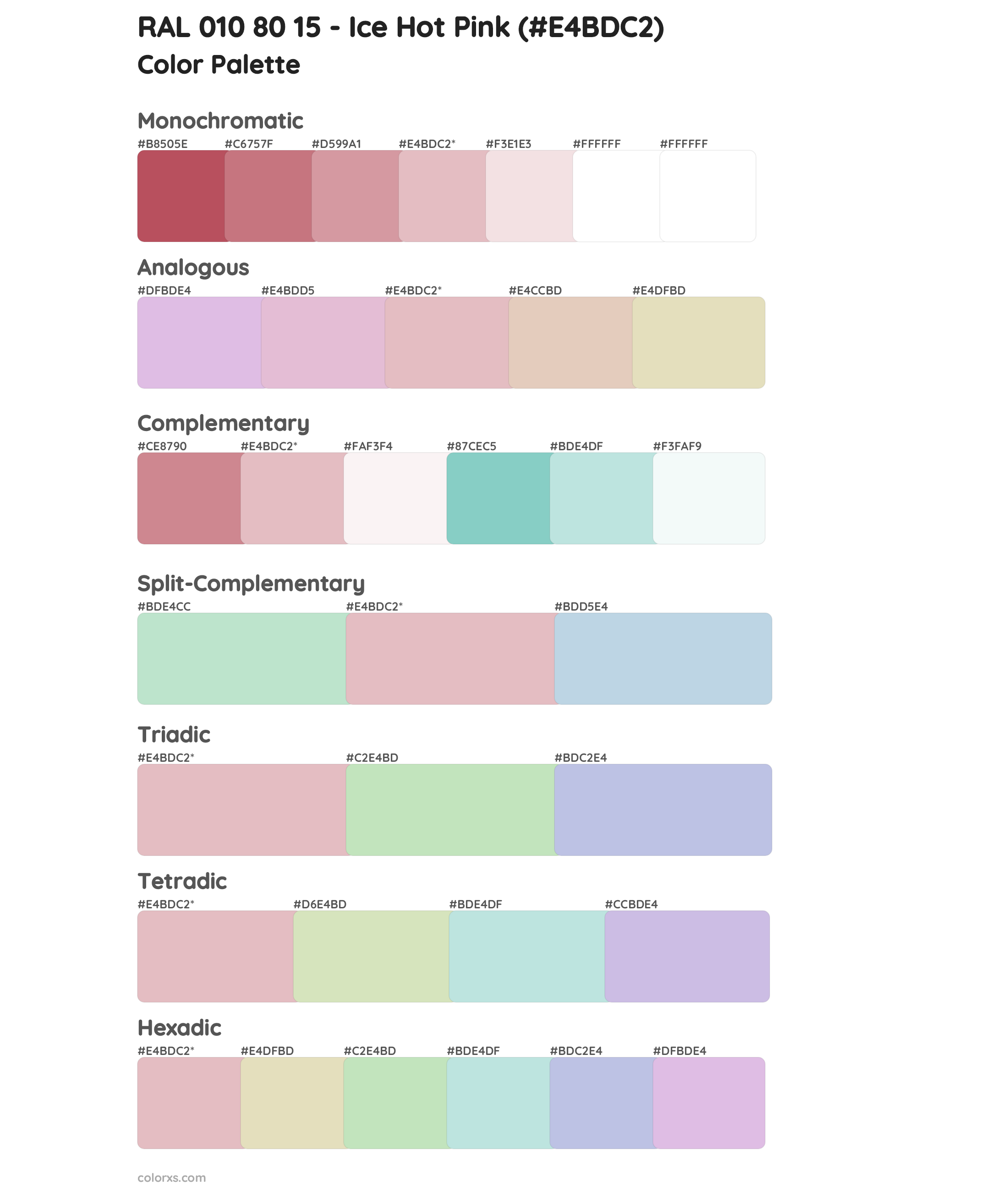 RAL 010 80 15 - Ice Hot Pink Color Scheme Palettes