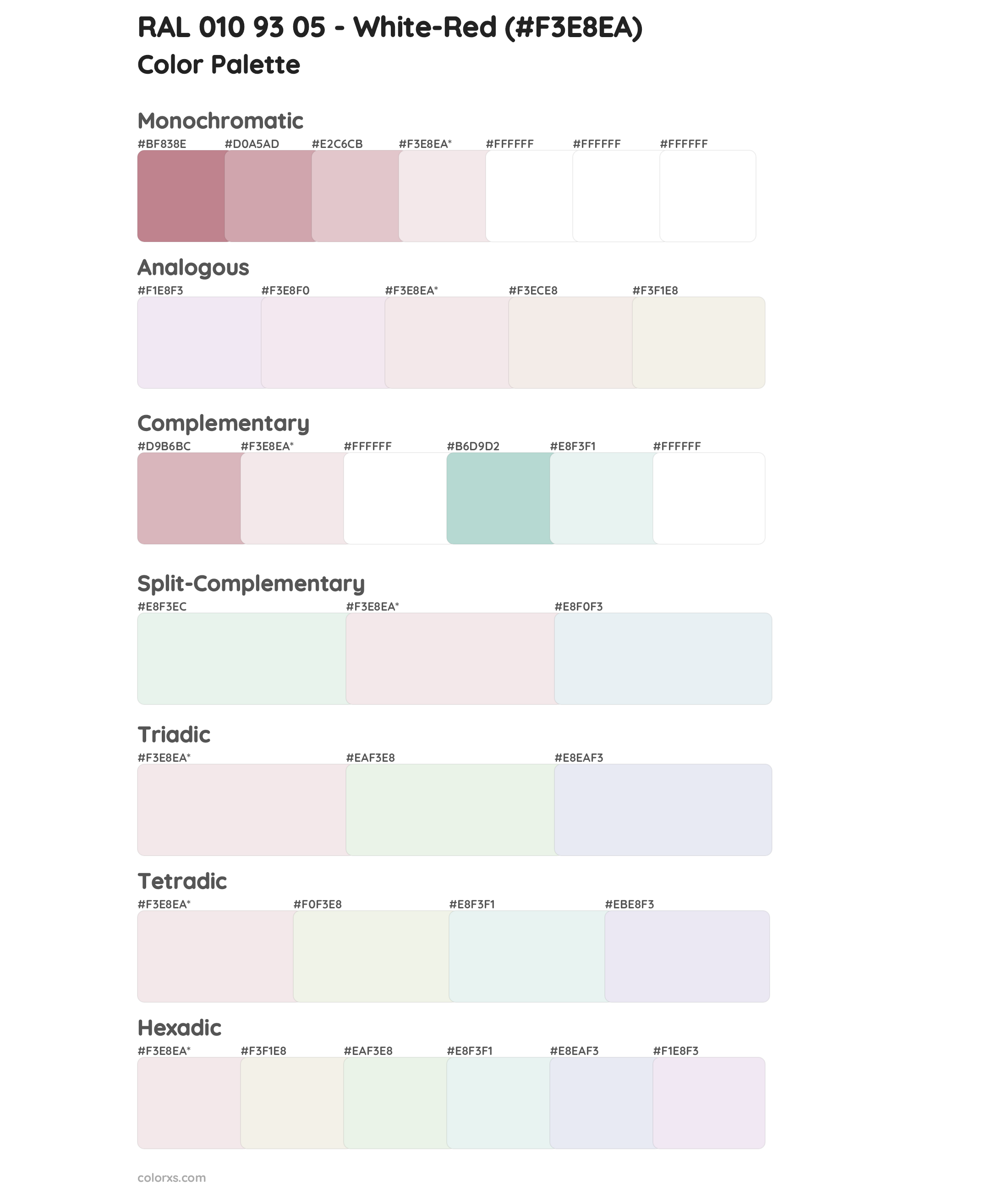 RAL 010 93 05 - White-Red Color Scheme Palettes