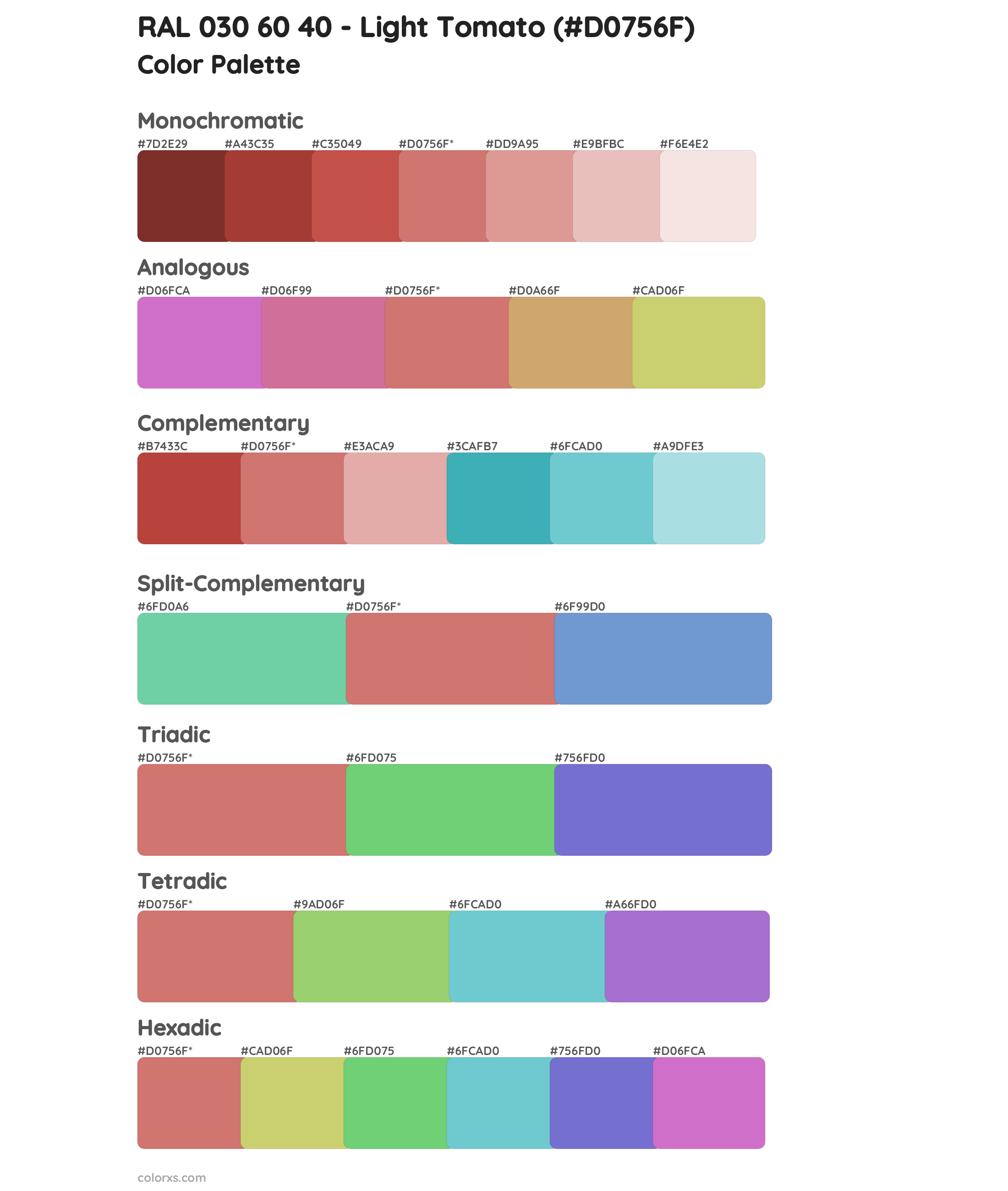 RAL 030 60 40 - Light Tomato Color Scheme Palettes