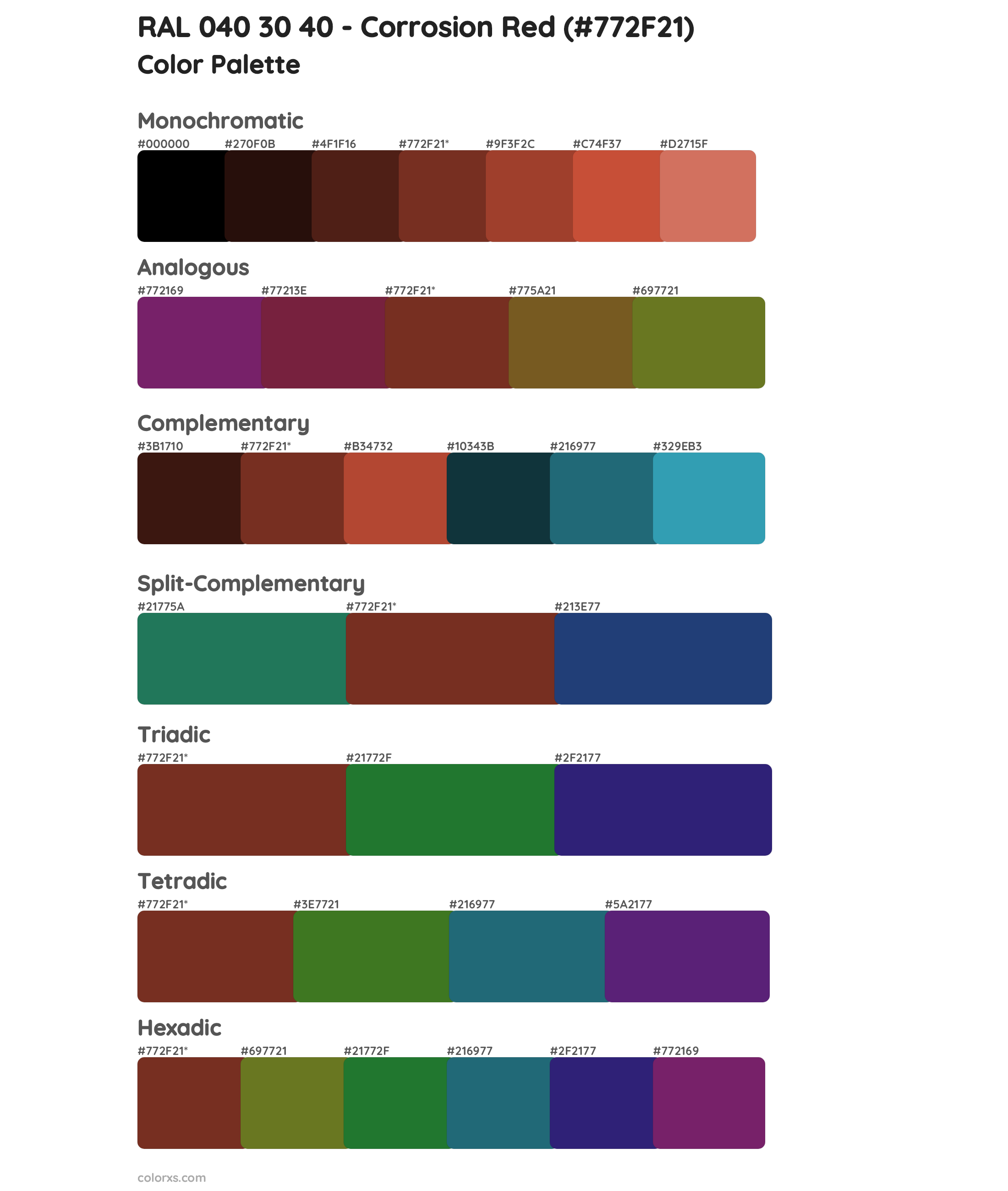 RAL 040 30 40 - Corrosion Red color palettes - colorxs.com