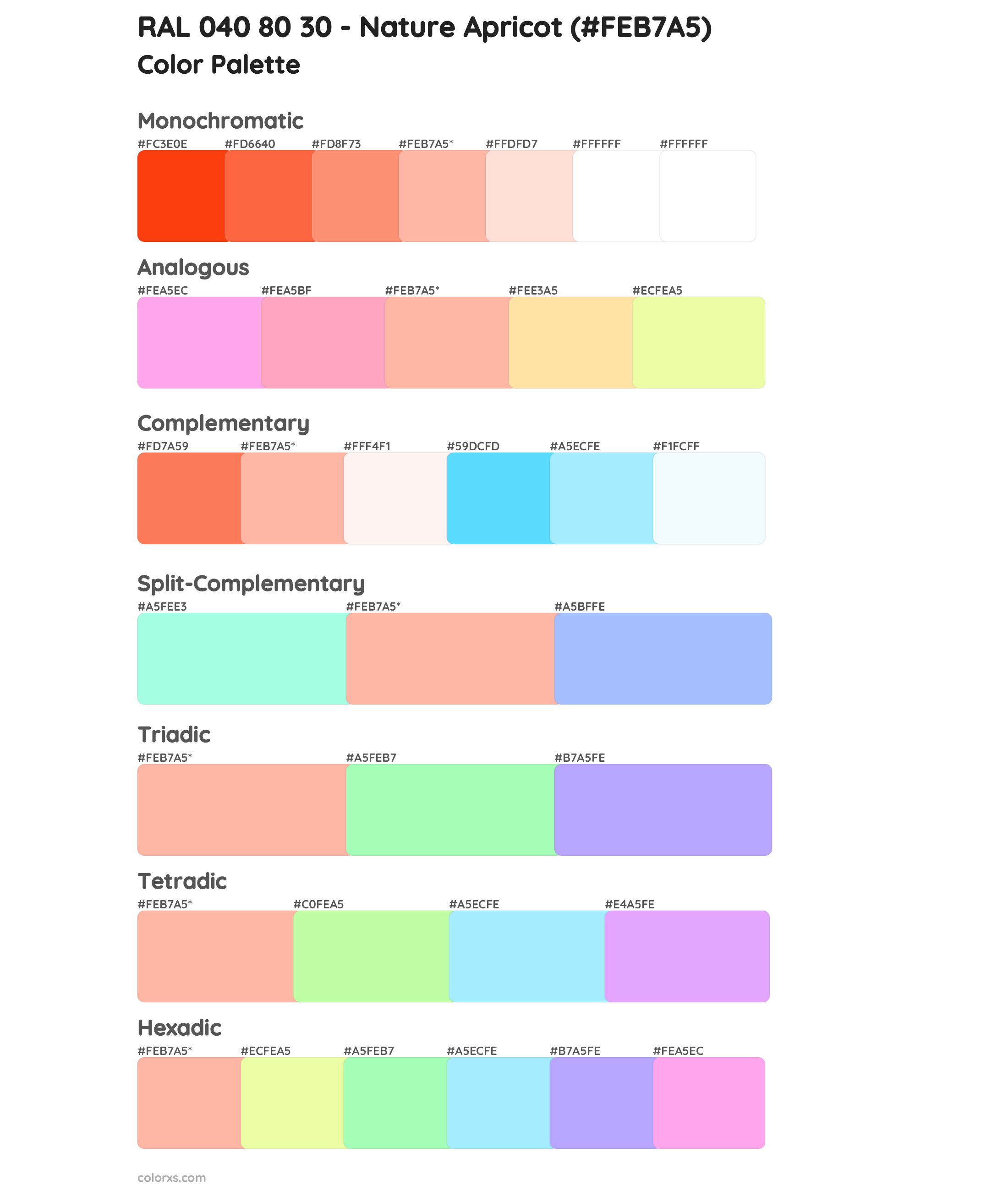 RAL 040 80 30 - Nature Apricot Color Scheme Palettes