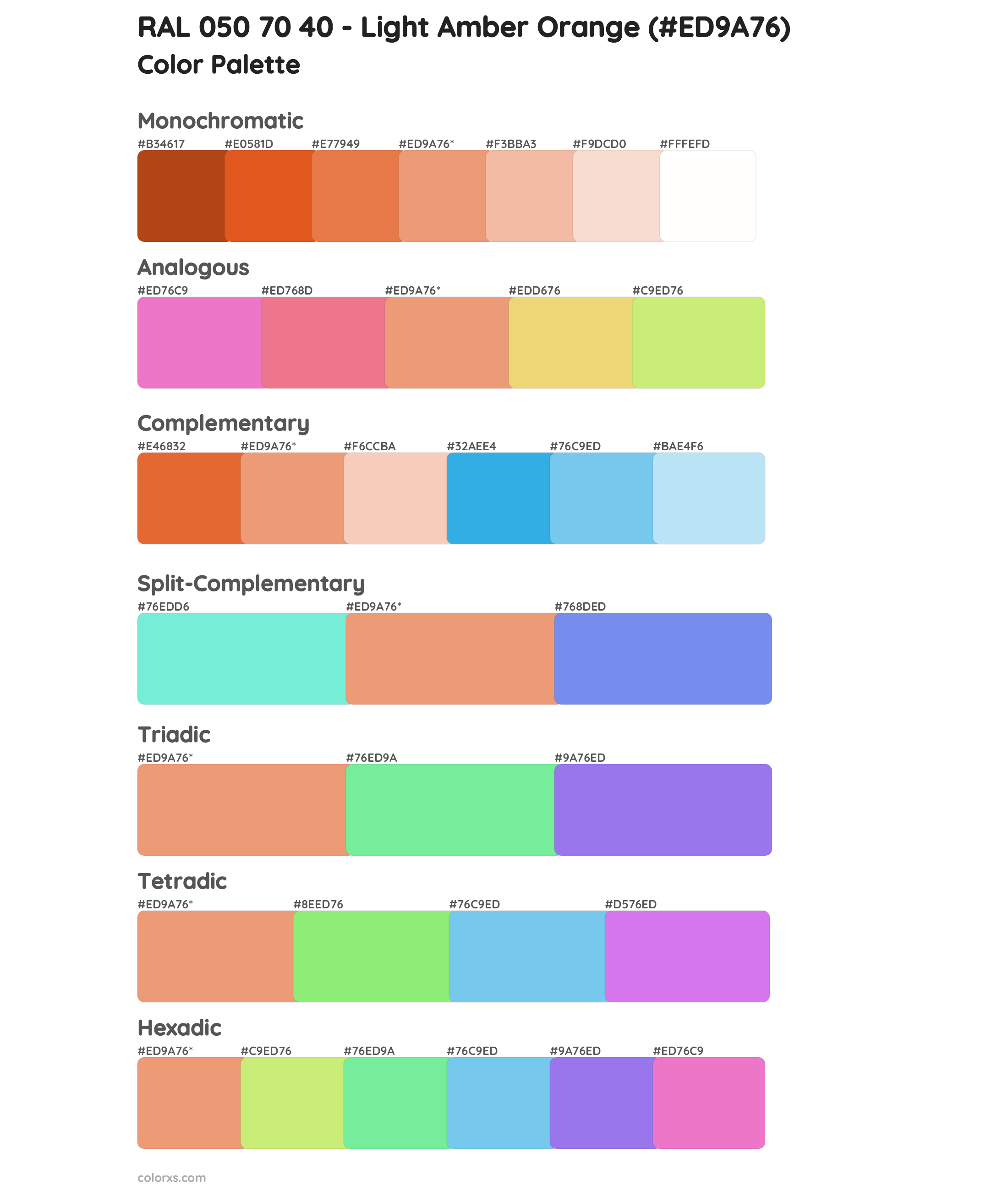 RAL 050 70 40 - Light Amber Orange Color Scheme Palettes