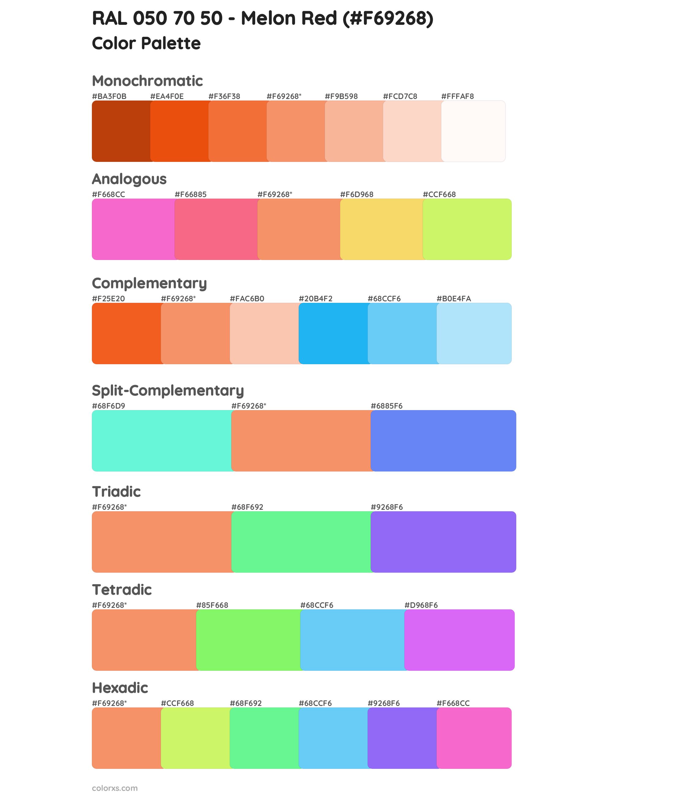 RAL 050 70 50 - Melon Red Color Scheme Palettes