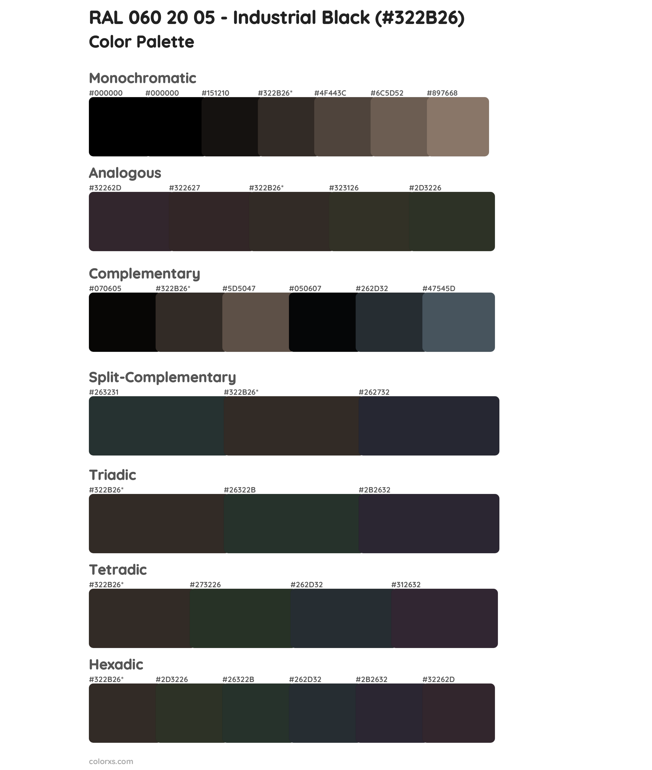 RAL 060 20 05 - Industrial Black Color Scheme Palettes