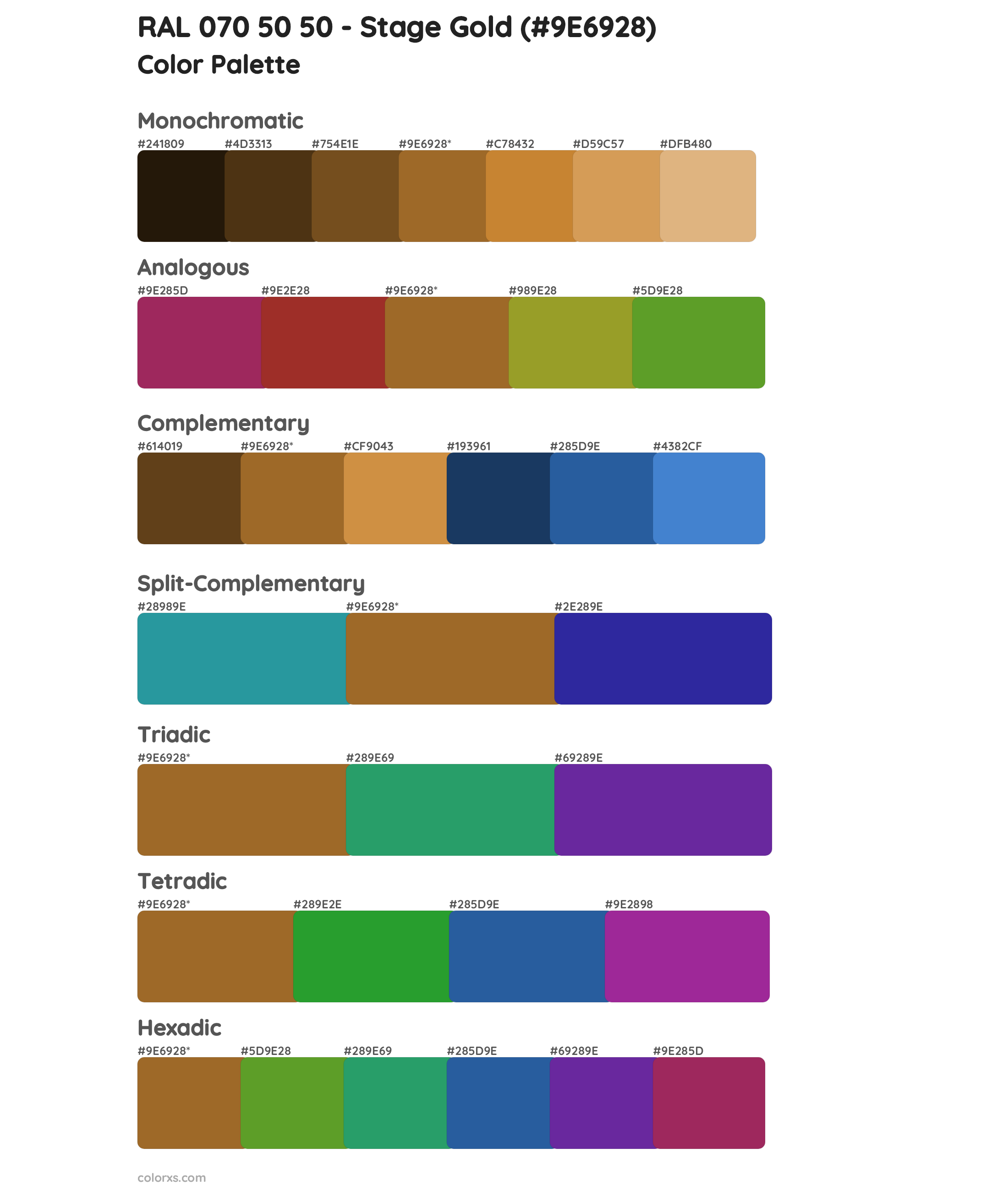 RAL 070 50 50 - Stage Gold Color Scheme Palettes