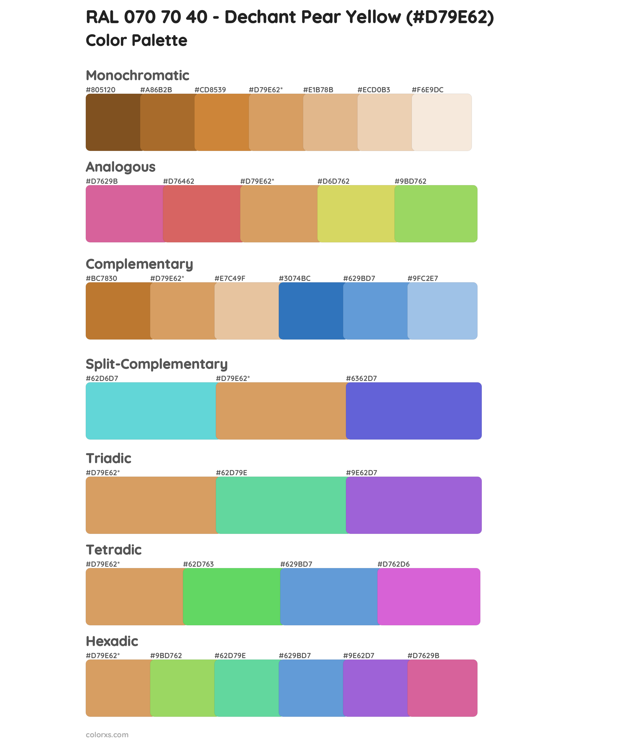 RAL 070 70 40 - Dechant Pear Yellow Color Scheme Palettes