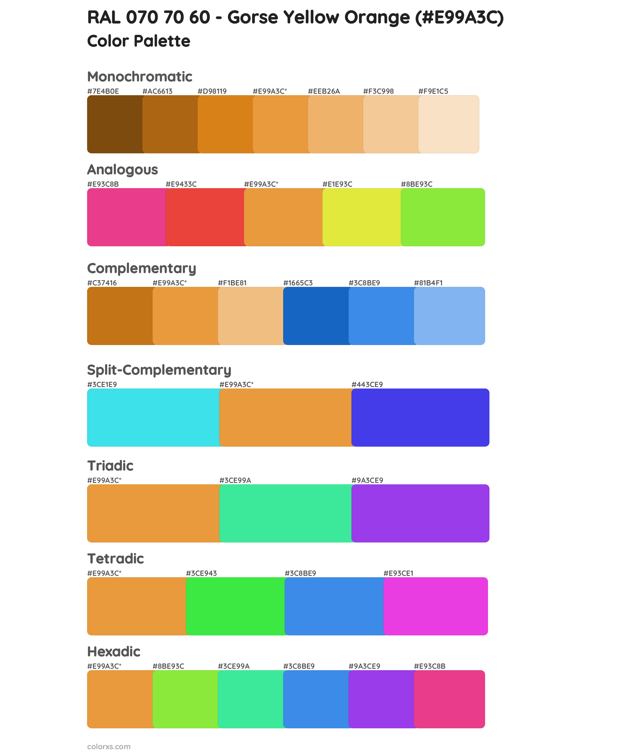 RAL 070 70 60 - Gorse Yellow Orange Color Scheme Palettes