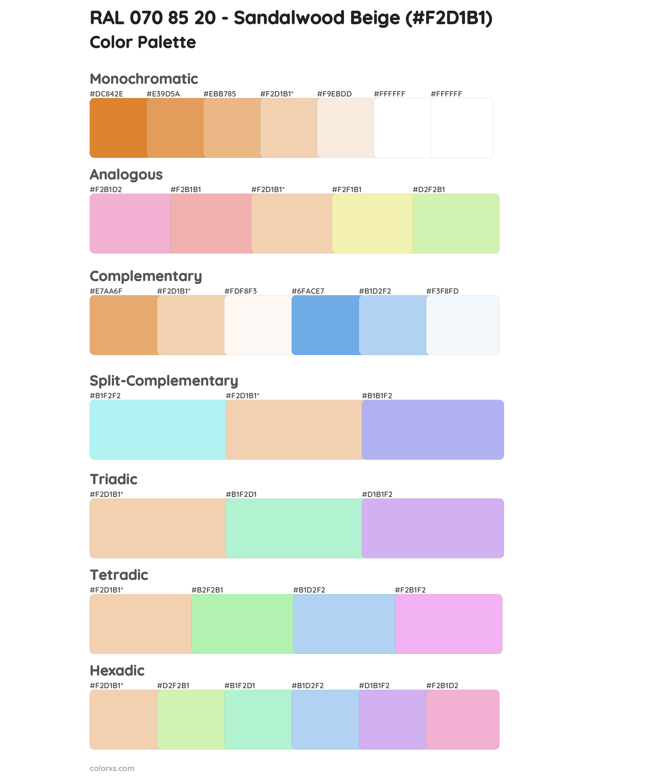 RAL 070 85 20 - Sandalwood Beige Color Scheme Palettes