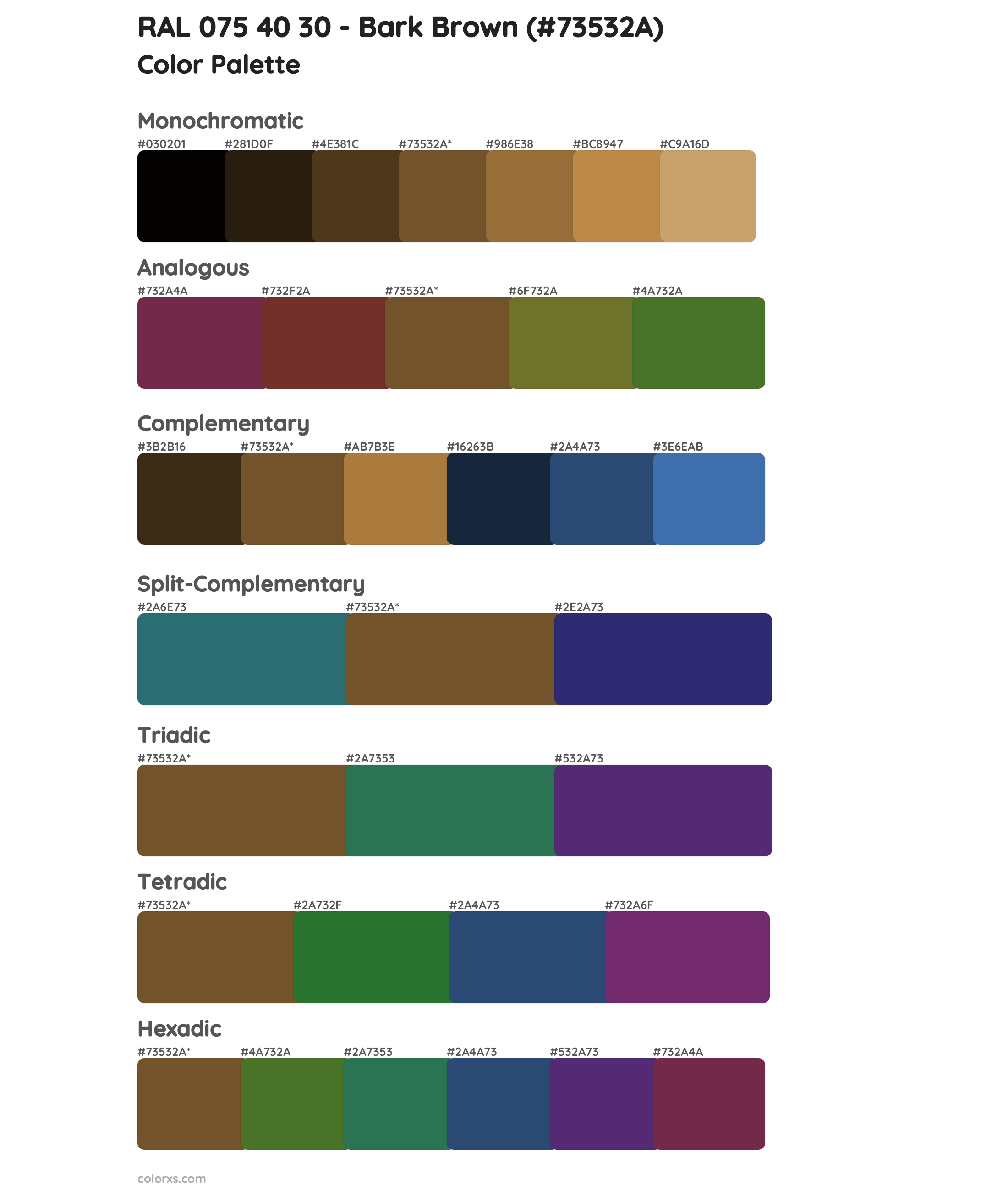 RAL 075 40 30 - Bark Brown Color Scheme Palettes