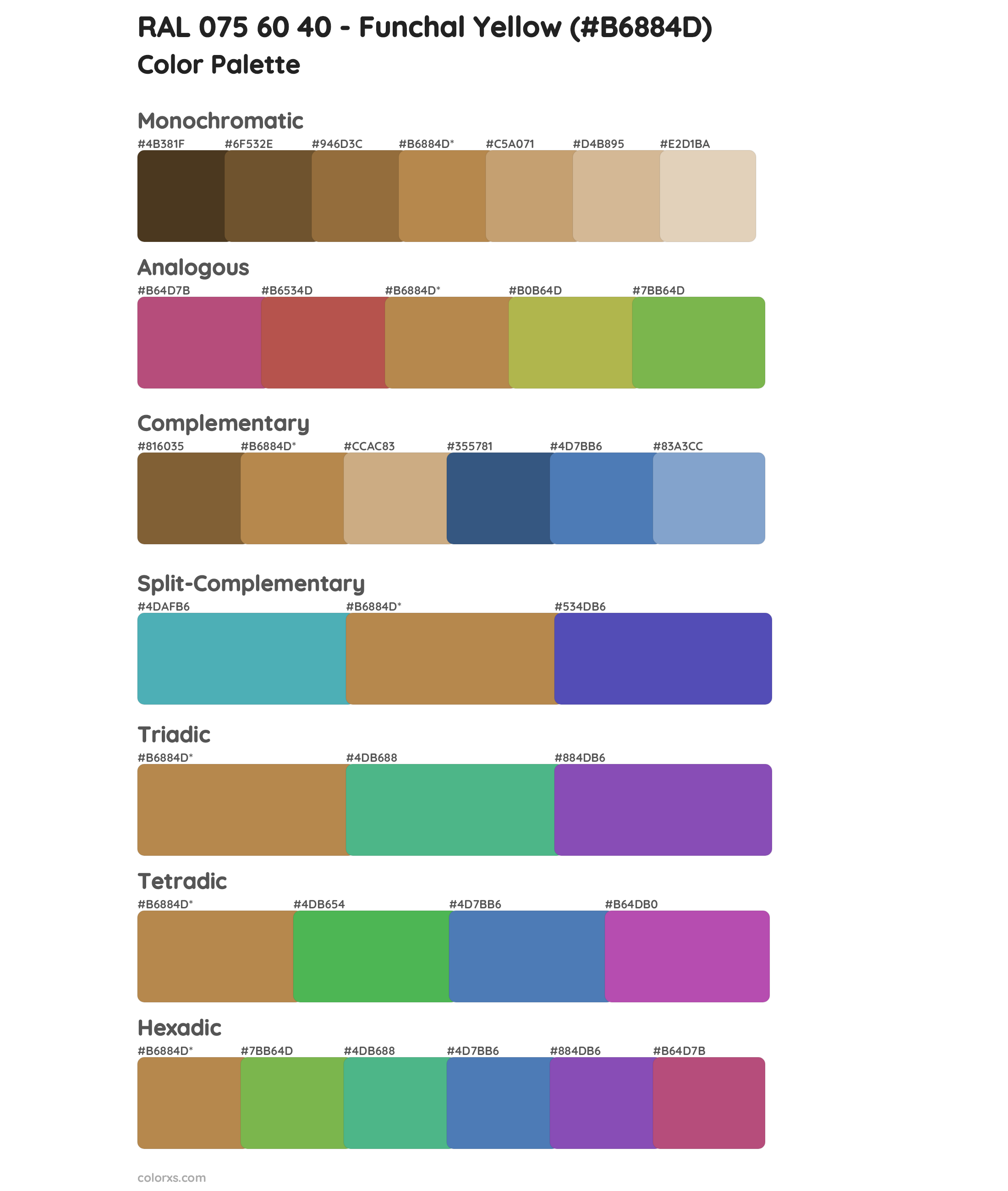 RAL 075 60 40 - Funchal Yellow Color Scheme Palettes