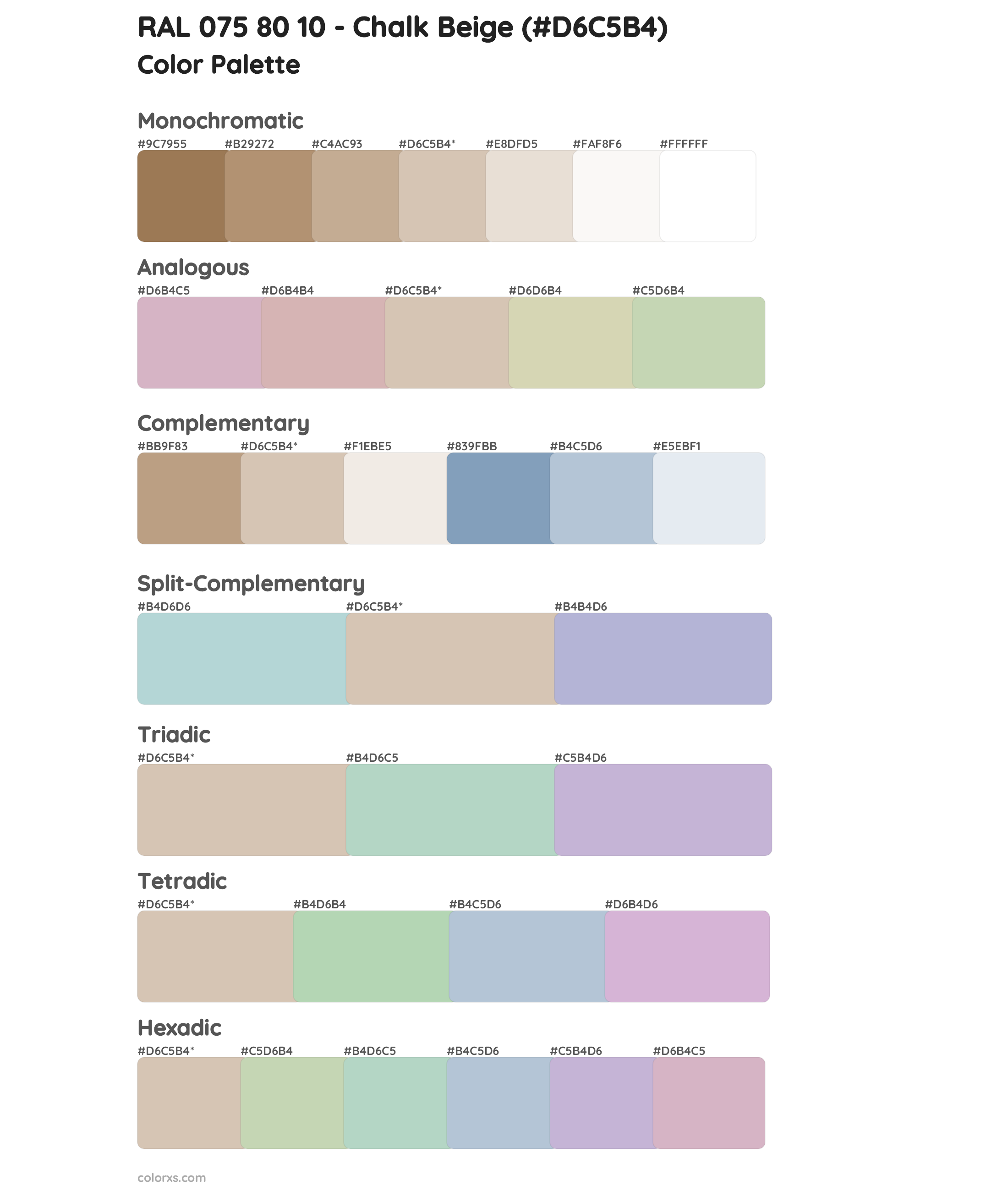 RAL 075 80 10 - Chalk Beige Color Scheme Palettes