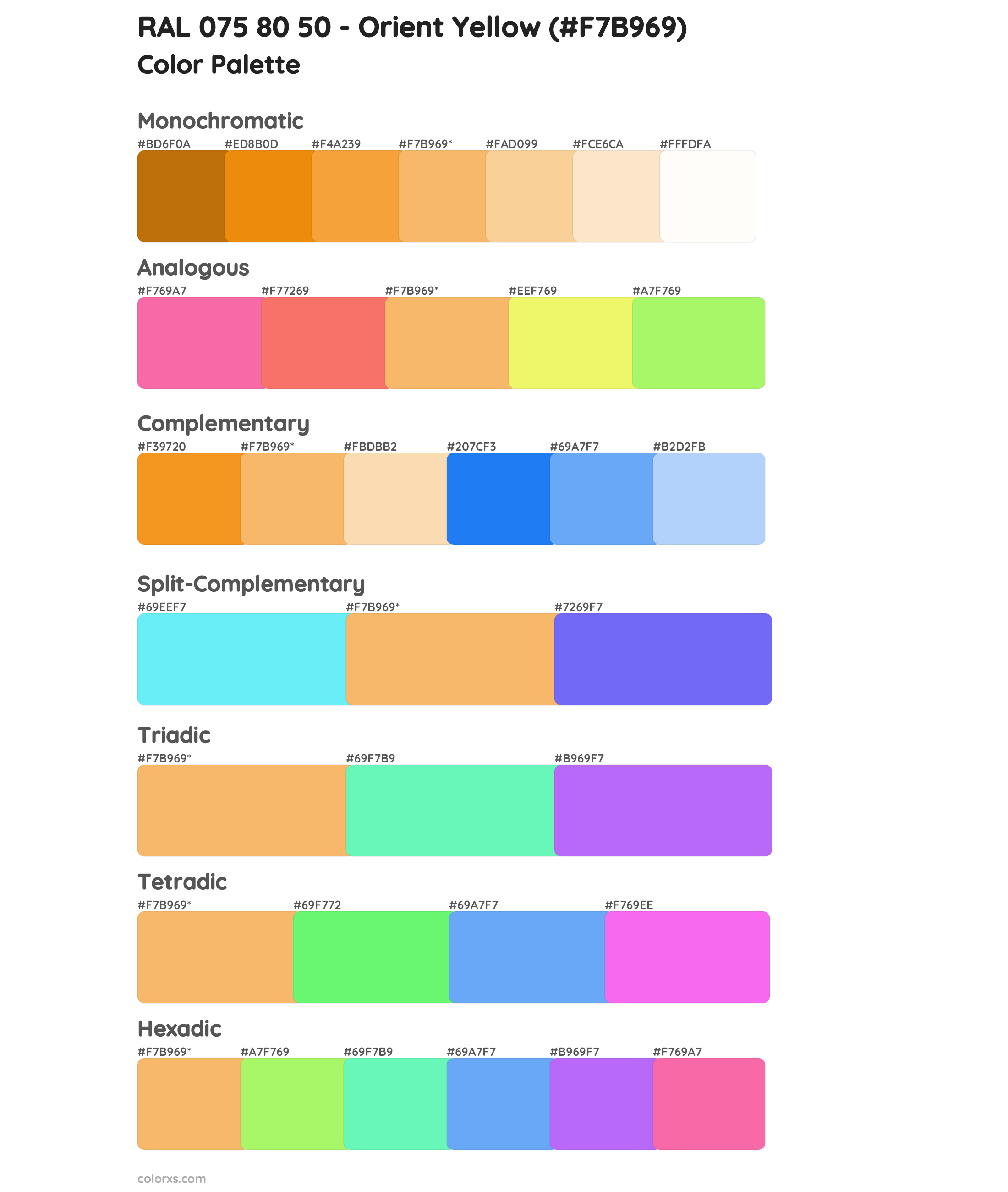 RAL 075 80 50 - Orient Yellow Color Scheme Palettes