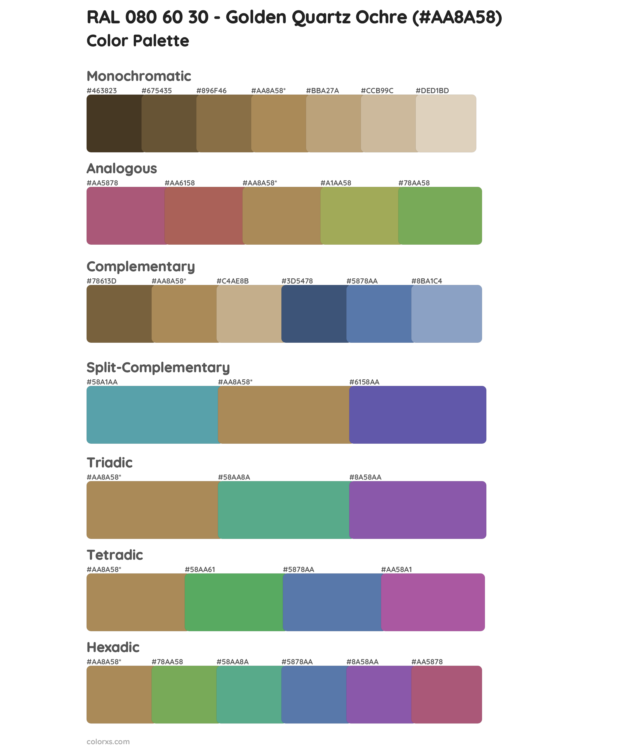 RAL 080 60 30 - Golden Quartz Ochre Color Scheme Palettes