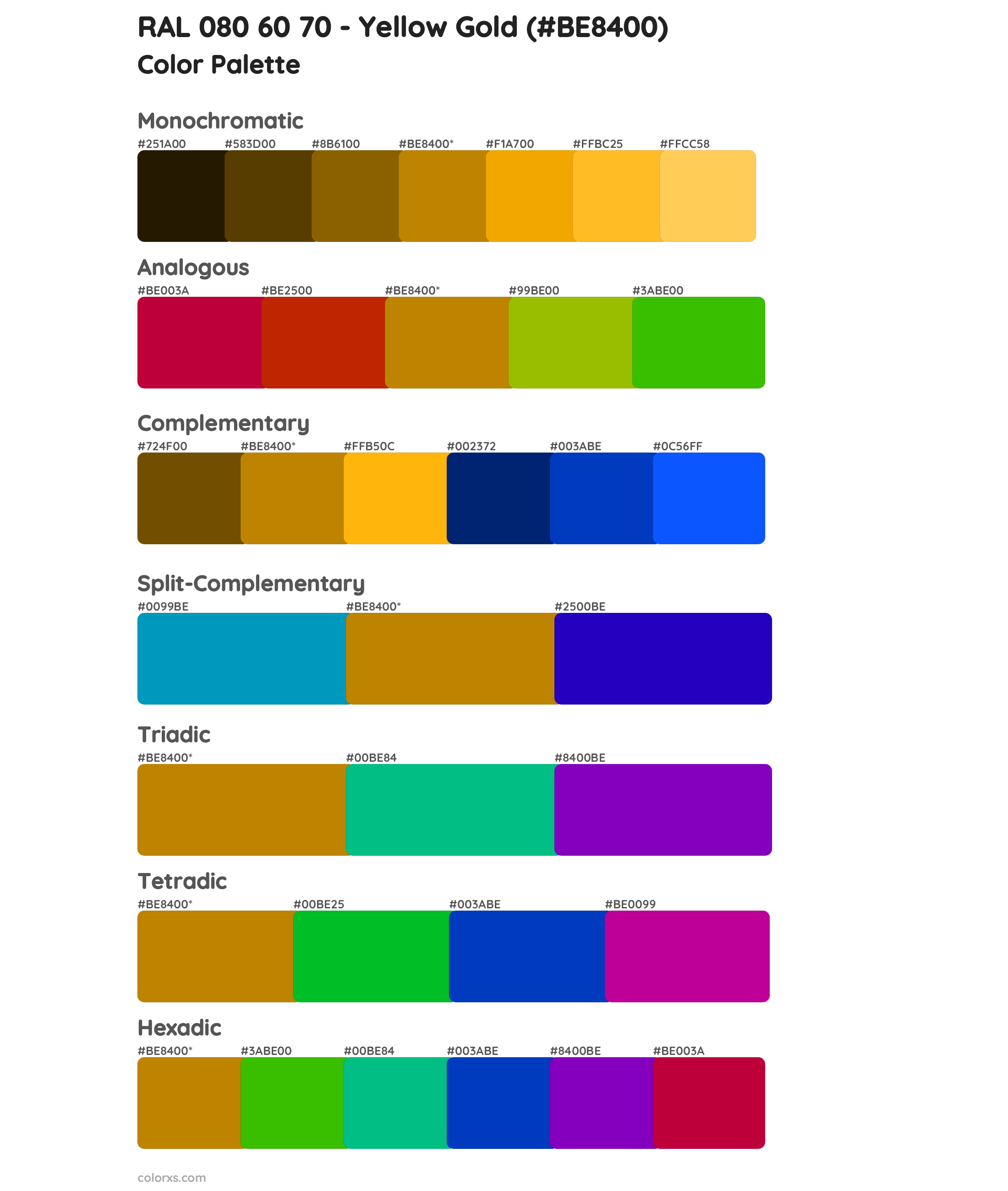 RAL 080 60 70 - Yellow Gold Color Scheme Palettes