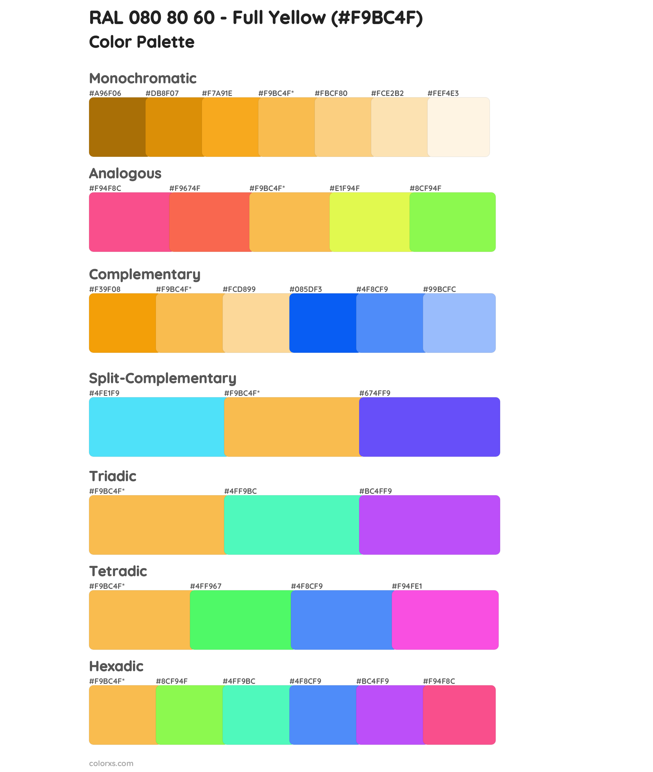 RAL 080 80 60 - Full Yellow Color Scheme Palettes