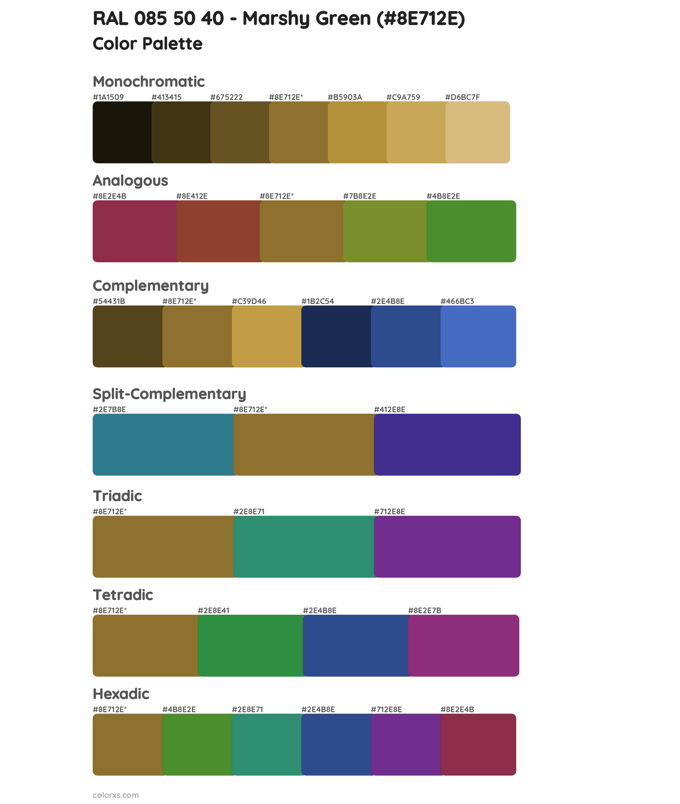 RAL 085 50 40 - Marshy Green Color Scheme Palettes