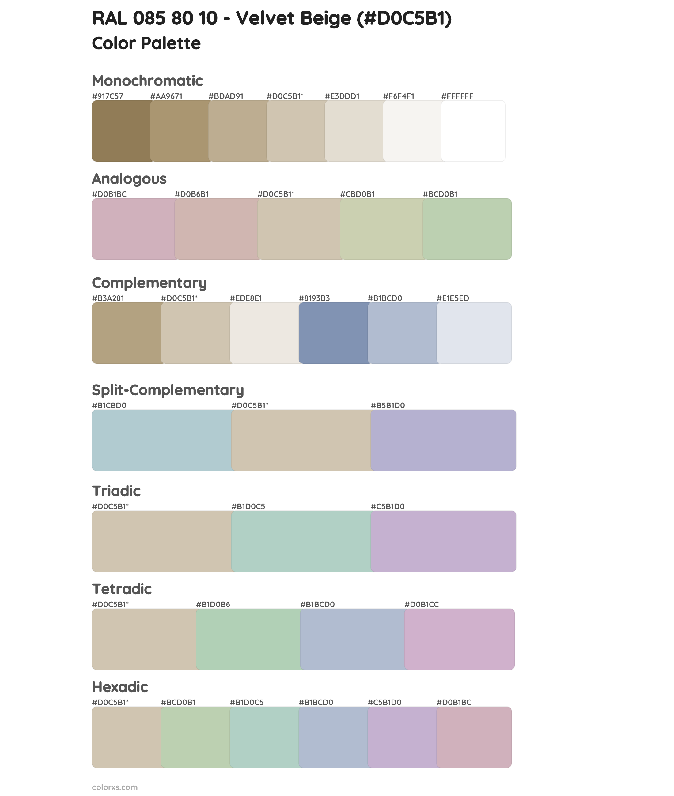 RAL 085 80 10 - Velvet Beige Color Scheme Palettes