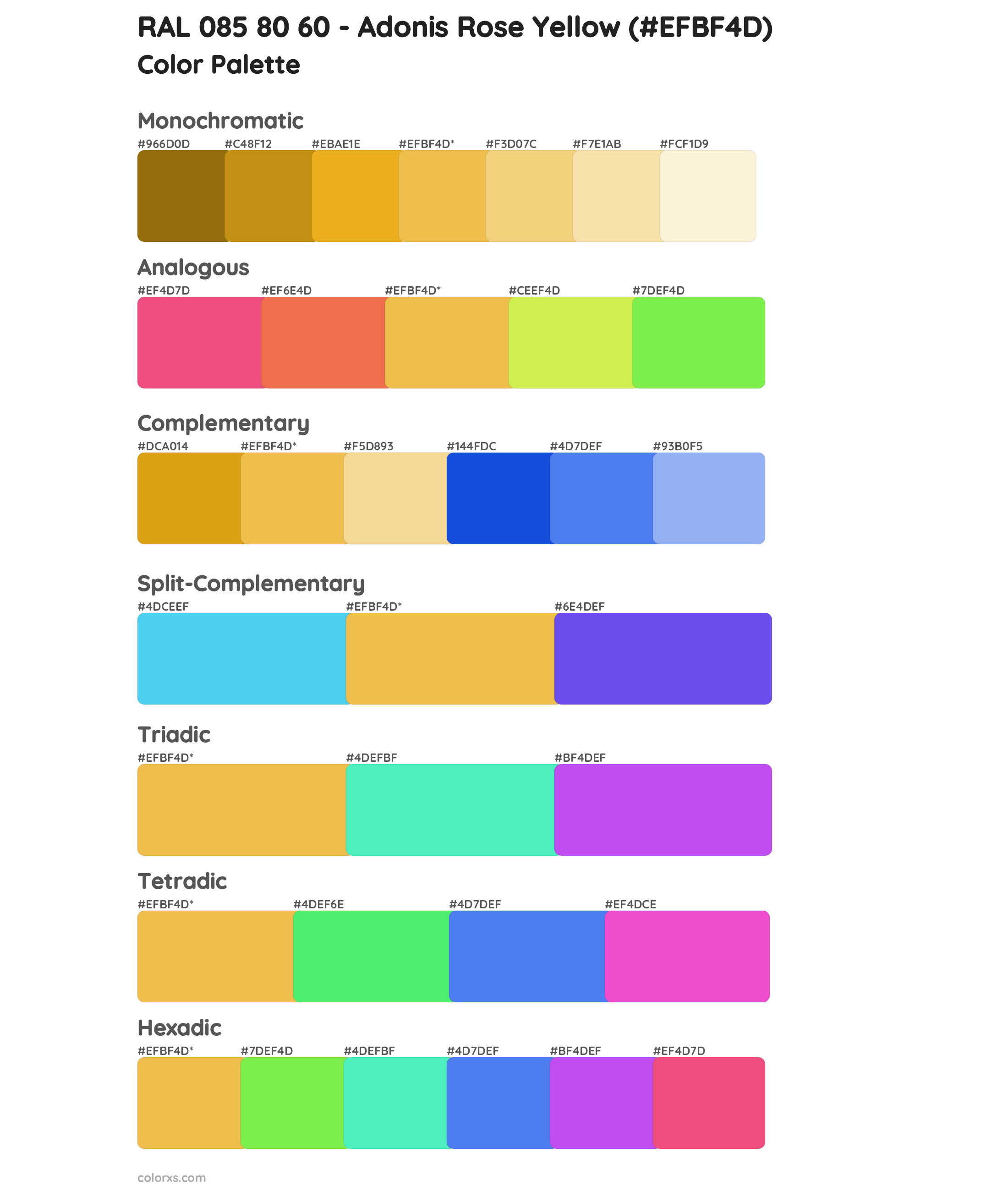 RAL 085 80 60 - Adonis Rose Yellow Color Scheme Palettes