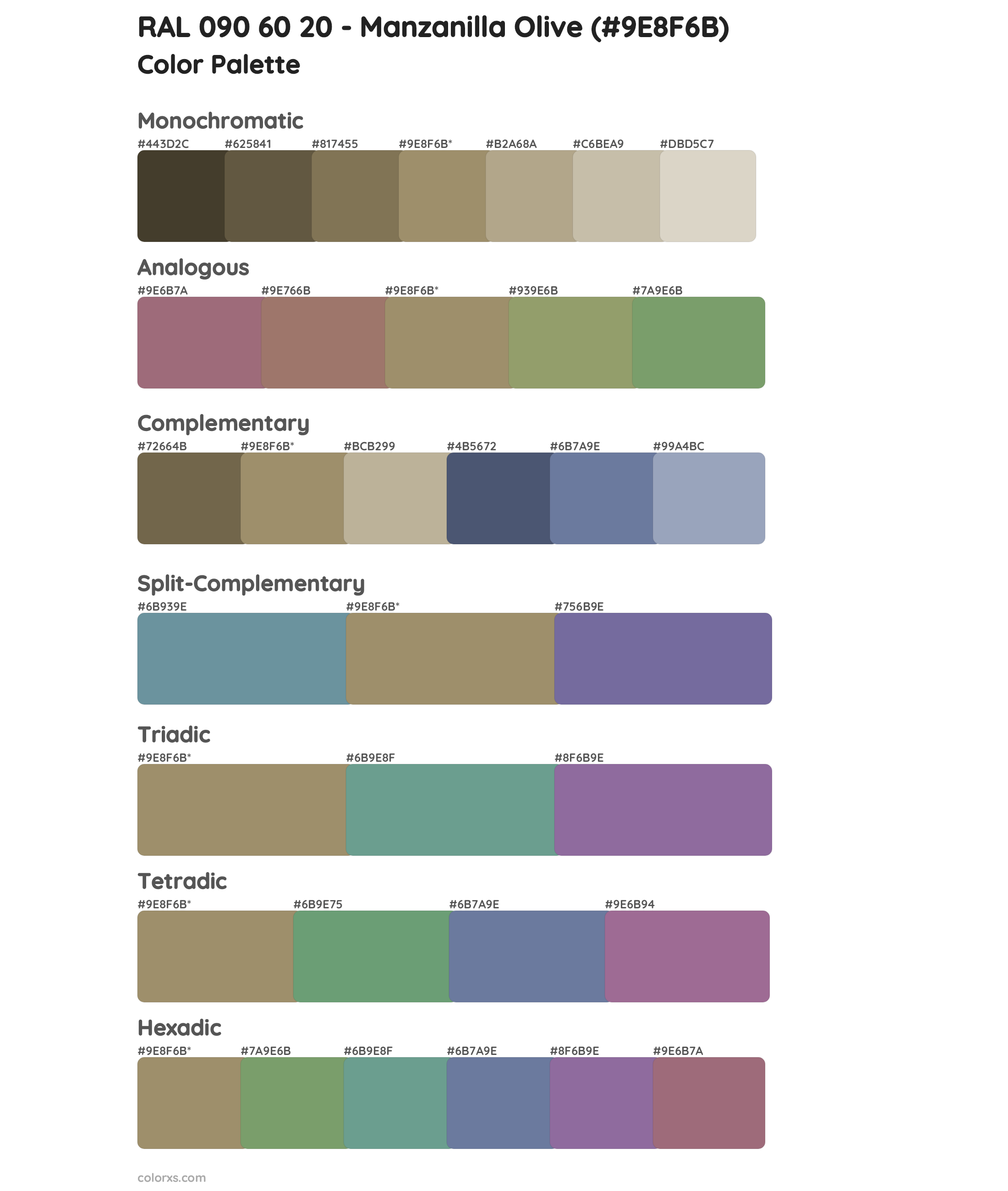 RAL 090 60 20 - Manzanilla Olive Color Scheme Palettes