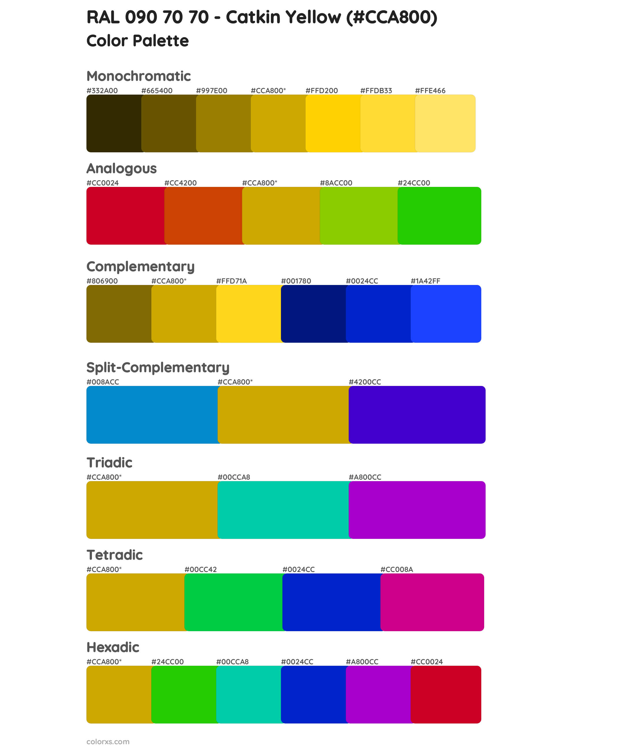 RAL 090 70 70 - Catkin Yellow Color Scheme Palettes