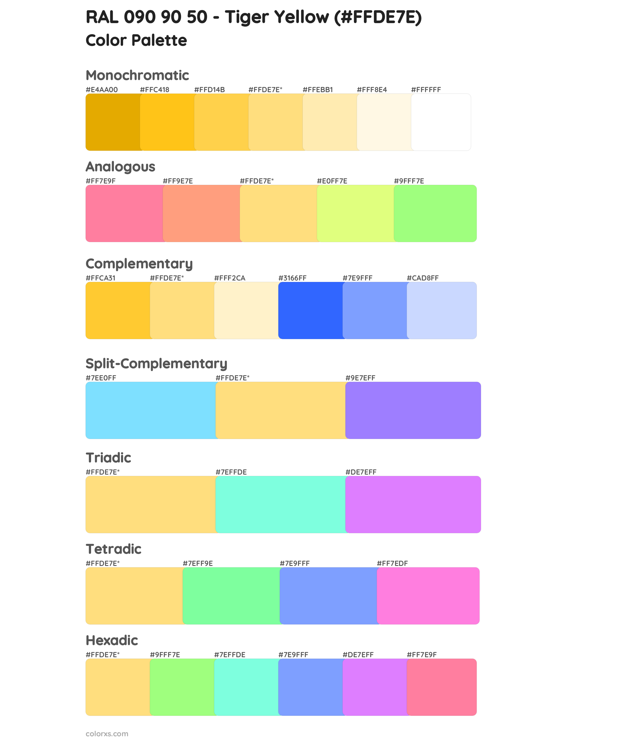 RAL 090 90 50 - Tiger Yellow Color Scheme Palettes